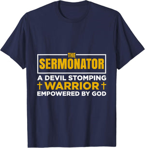 The Sermonator Funny Pastor Preacher Faith T-Shirt - T-Shirt | Navy
