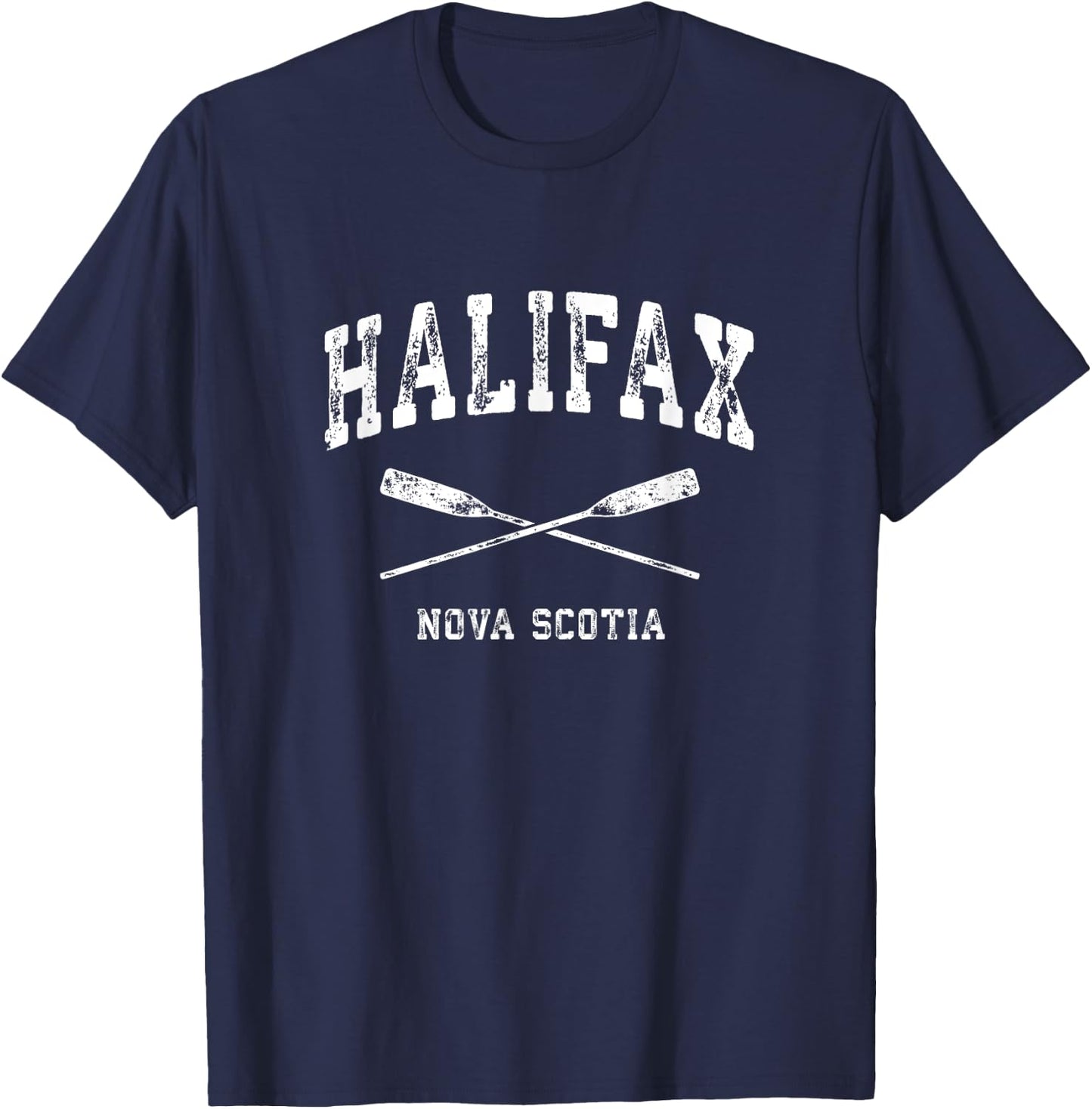 Halifax Nova Scotia Vintage Nautical Crossed Oars T-Shirt - T-Shirt | Navy