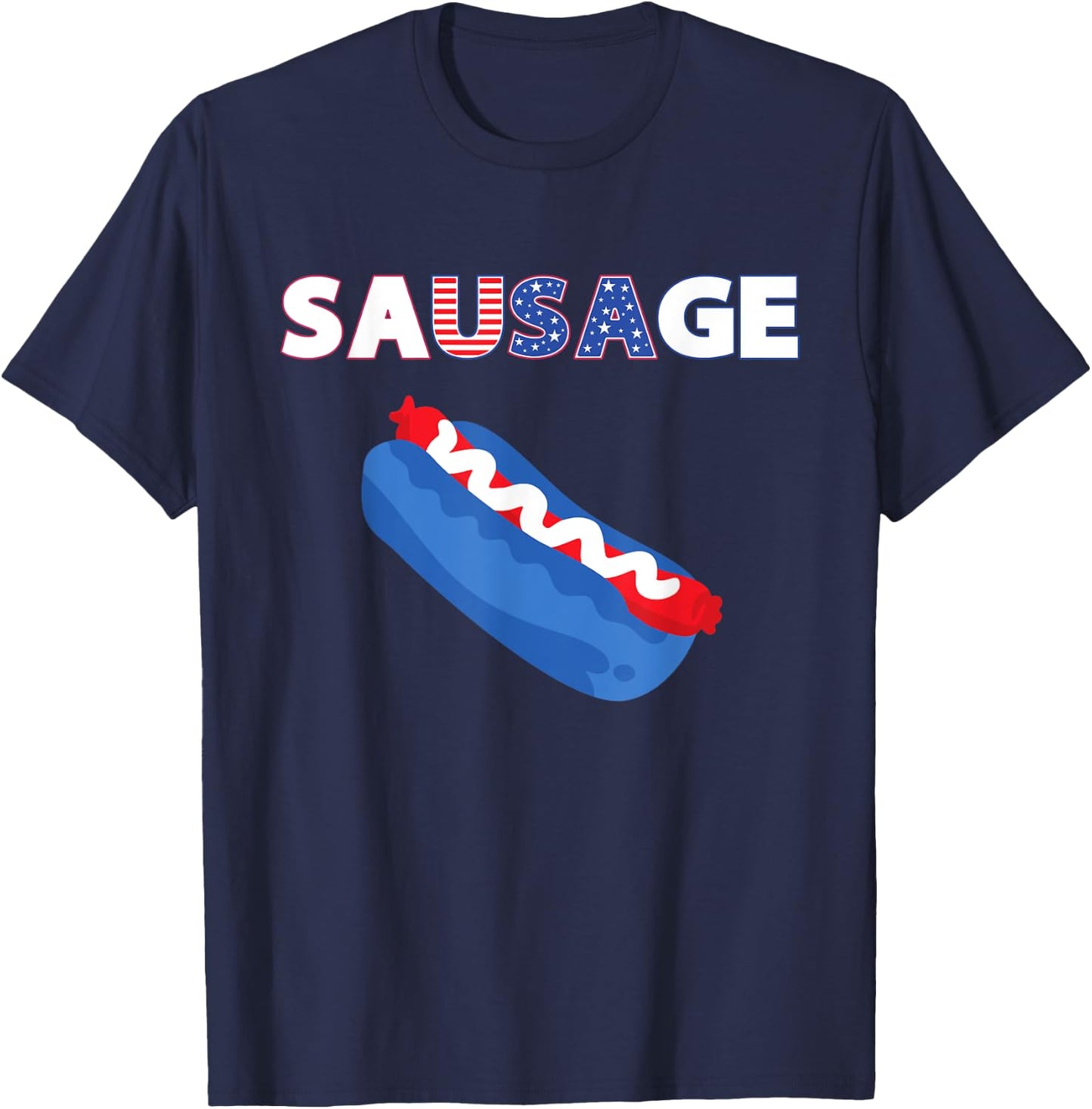 USA Sausage - America Loves Hot Dog - USA Glizzy T-Shirt - T-Shirt | Navy