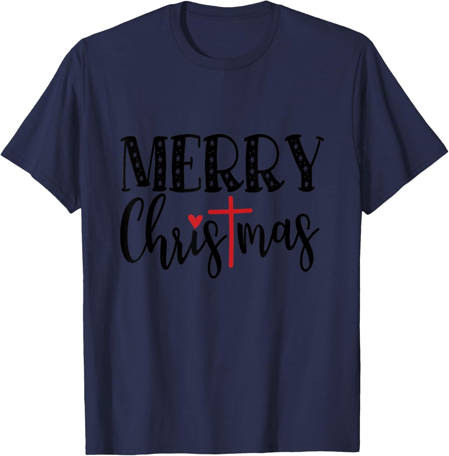 Merry Christmas Cute Christ Christian Religious Holiday T-Shirt - T-Shirt | Navy