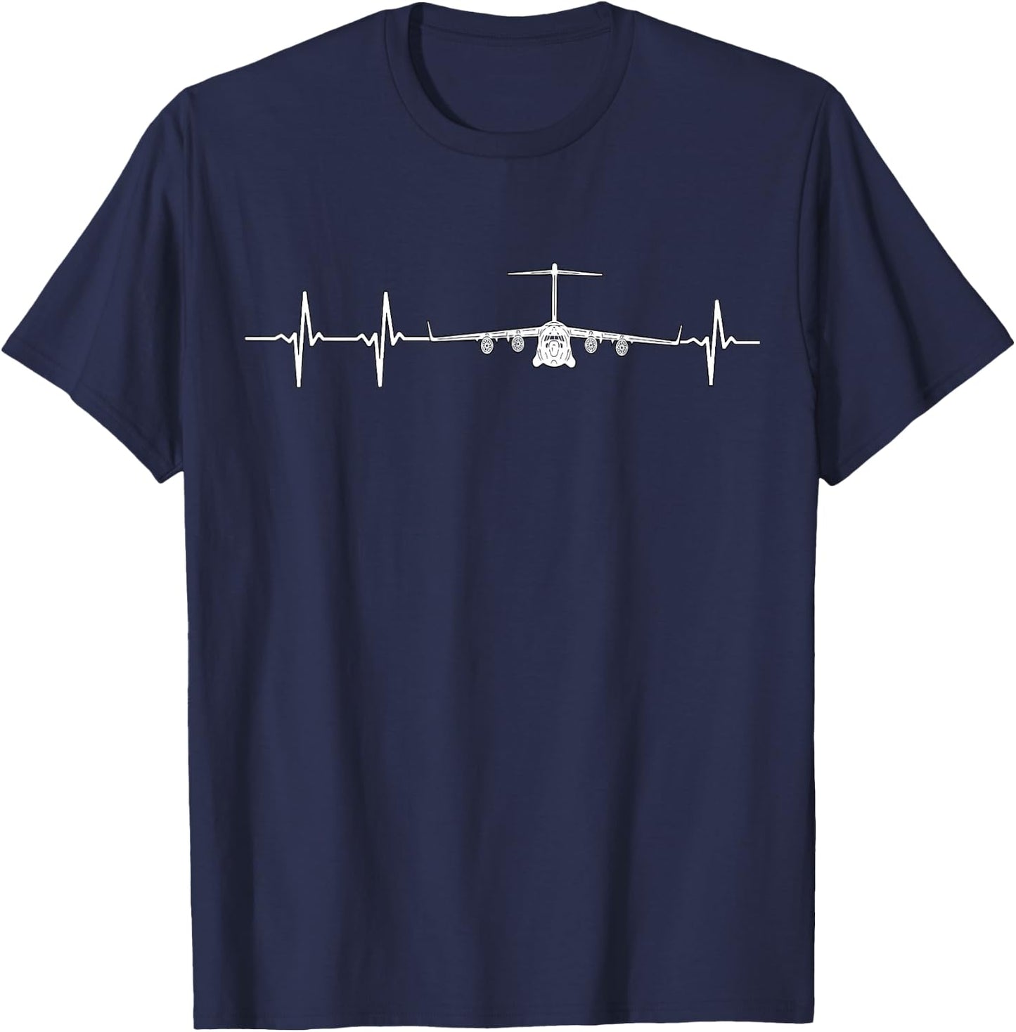 C17 Globemaster Air Force Pilot Aircrew Heartbeat Aviation T-Shirt - T-Shirt | Navy