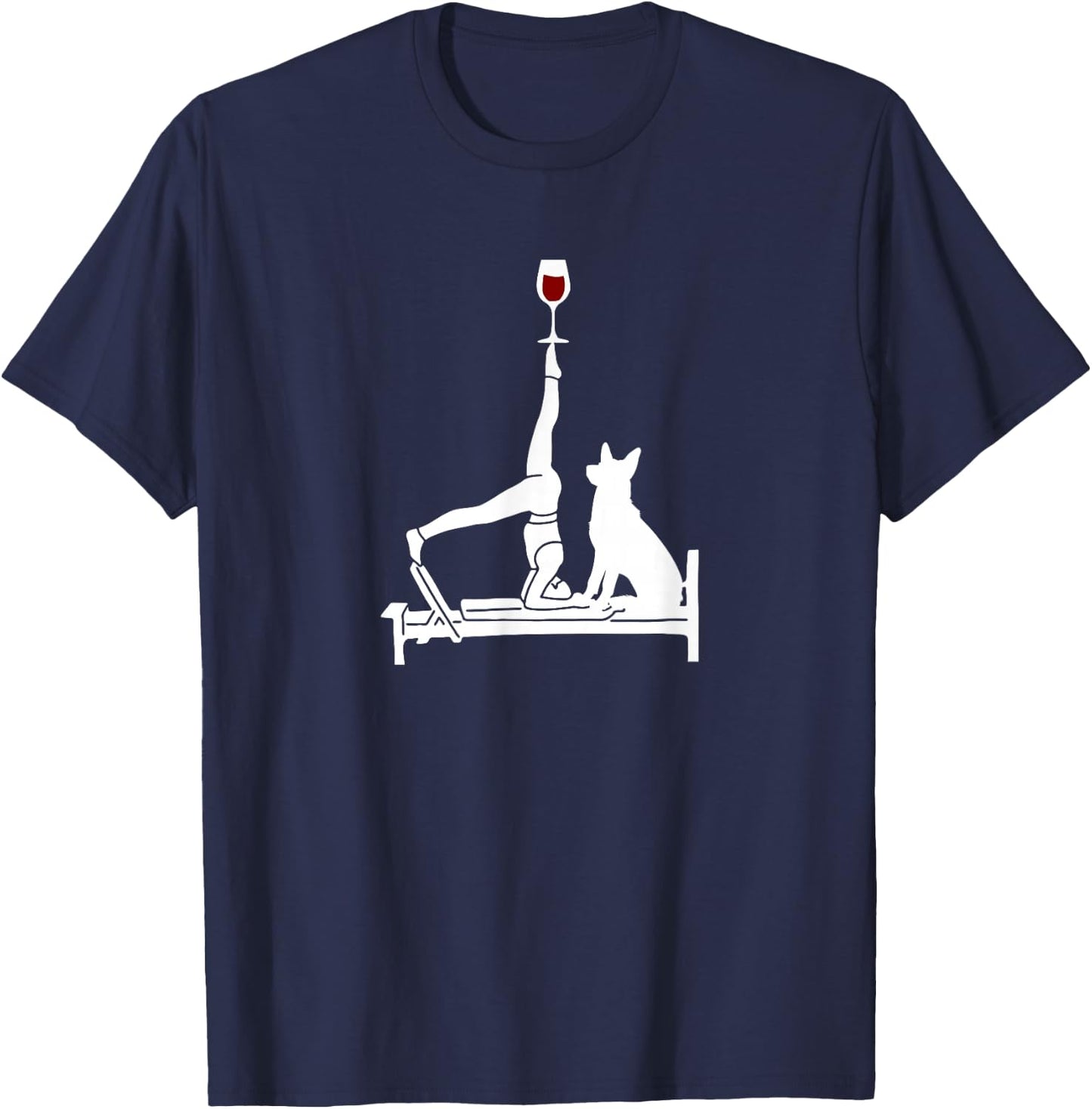 Reformer Pilates wine German Shepherd dog T-Shirt - T-Shirt | Navy