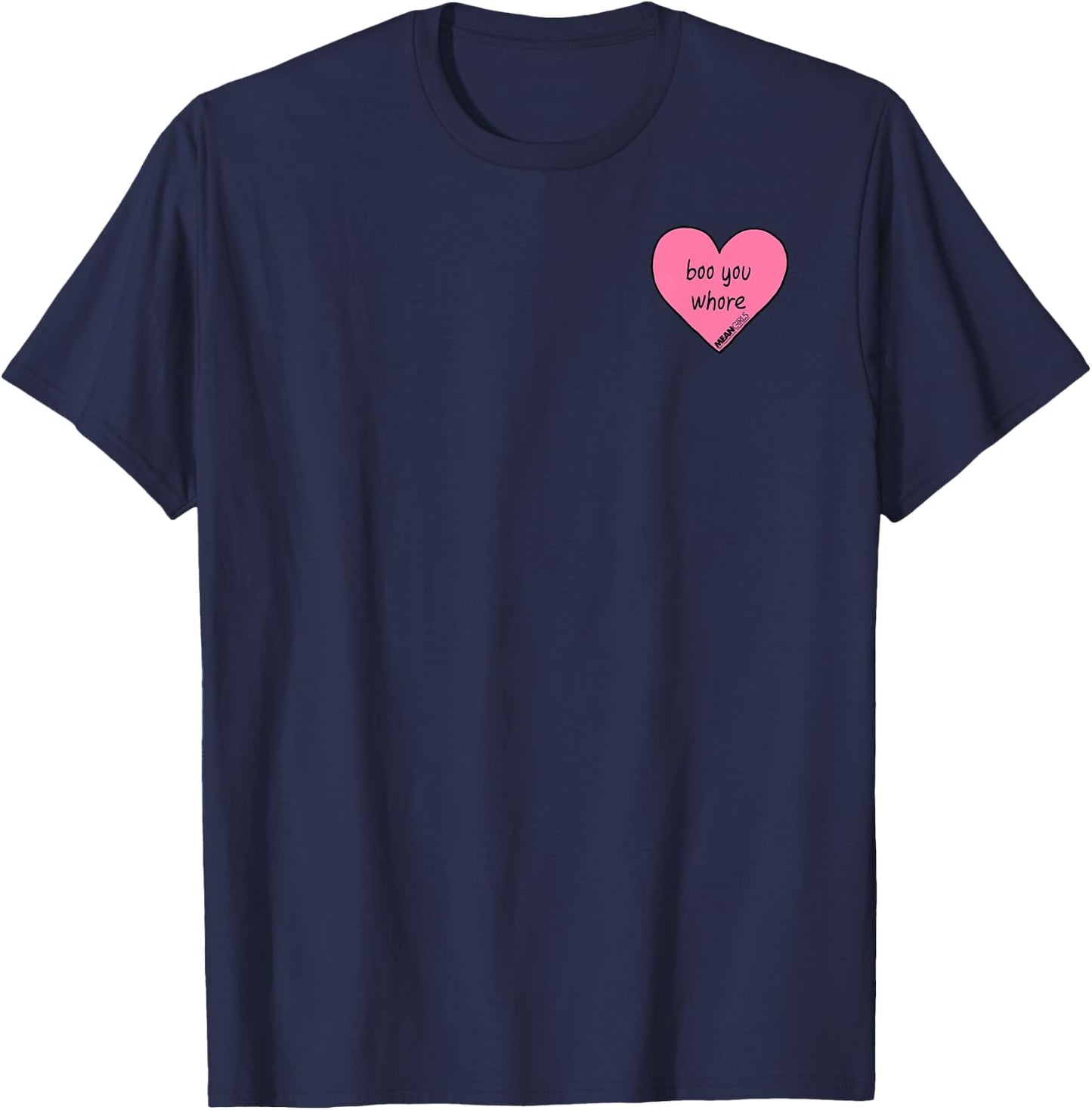 Mean Girls Boo You Heart Left Chest Graphic T-Shirt - T-Shirt | Navy