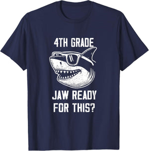 4th Grade Jaw Ready For This Kids Shark Ocean Wildlife T-Shirt - T-Shirt | Navy