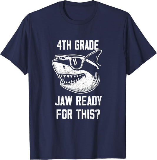 4th Grade Jaw Ready For This Kids Shark Ocean Wildlife T-Shirt - T-Shirt | Navy
