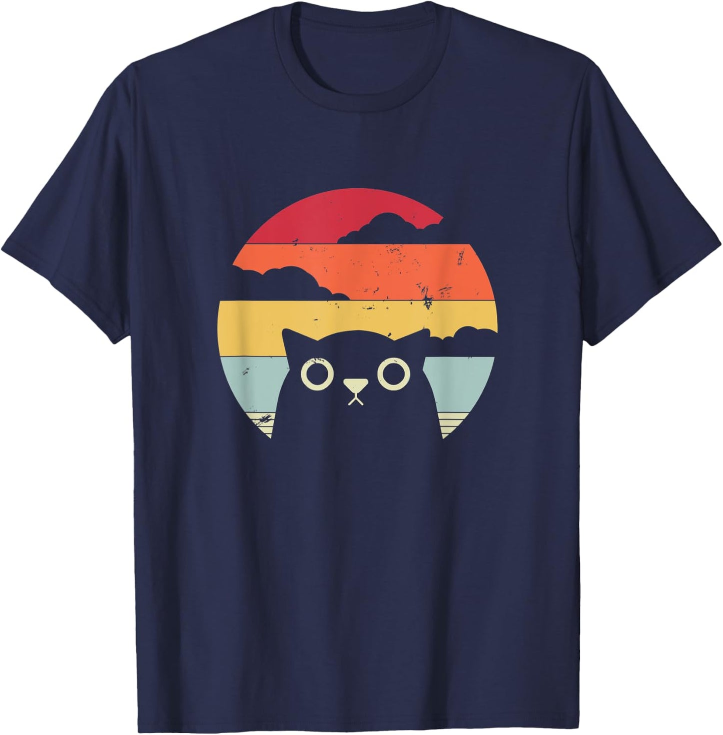 Funny Cat Retro Style T-Shirt - T-Shirt | Navy