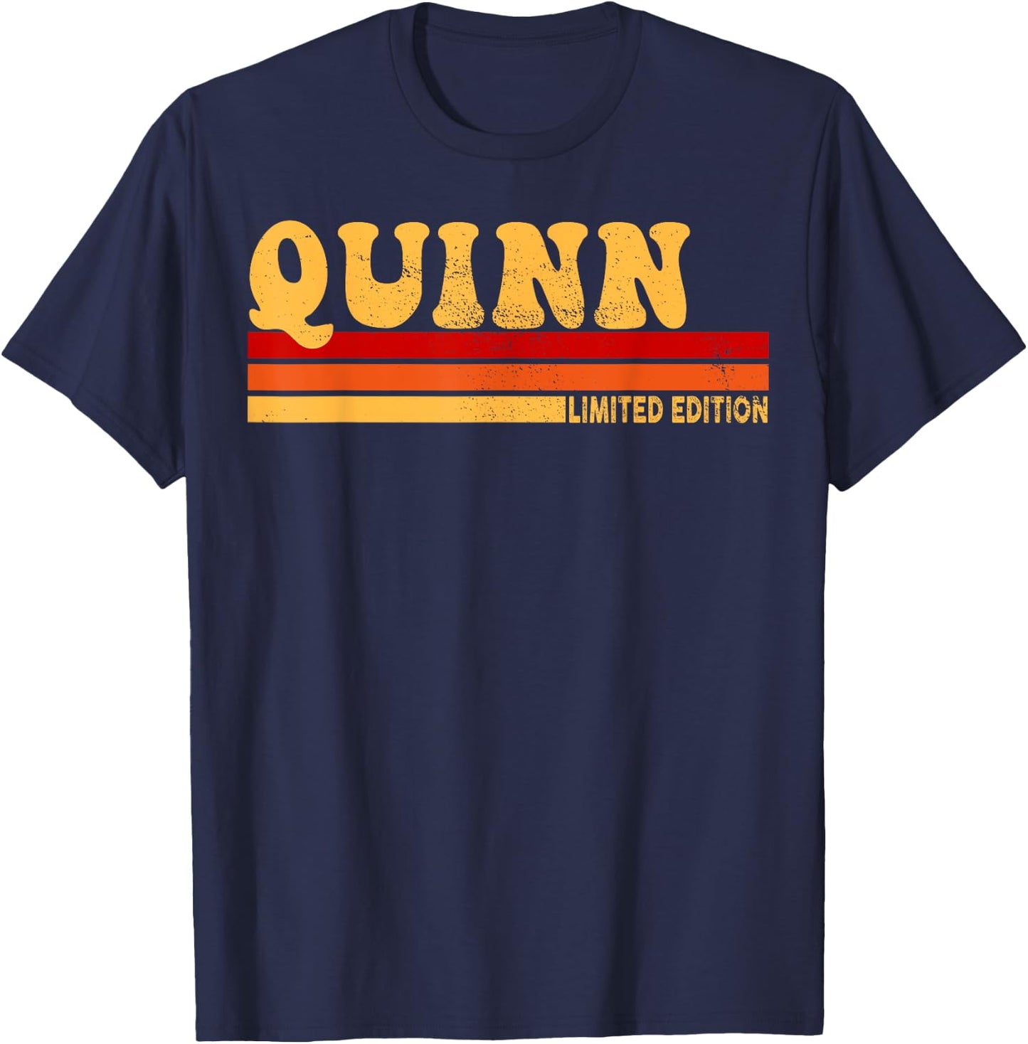 LUXETHREADS Quinn Name Personalized Cute Idea Women Vintage Quinn , Small, Black T-Shirt - T-Shirt | Navy