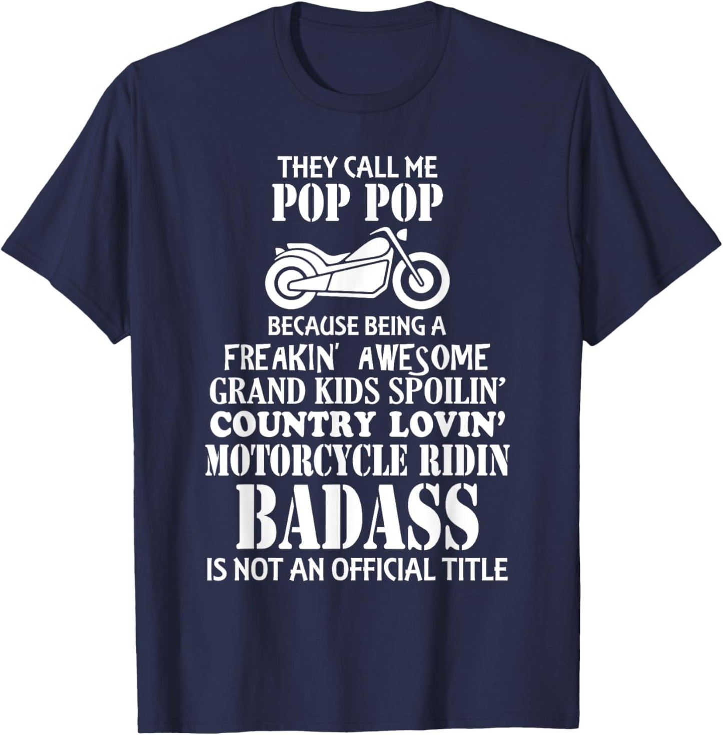 They Call Me Pop Pop Men's Motorcycle Biker Shirt Great Gift T-Shirt - T-Shirt | Navy