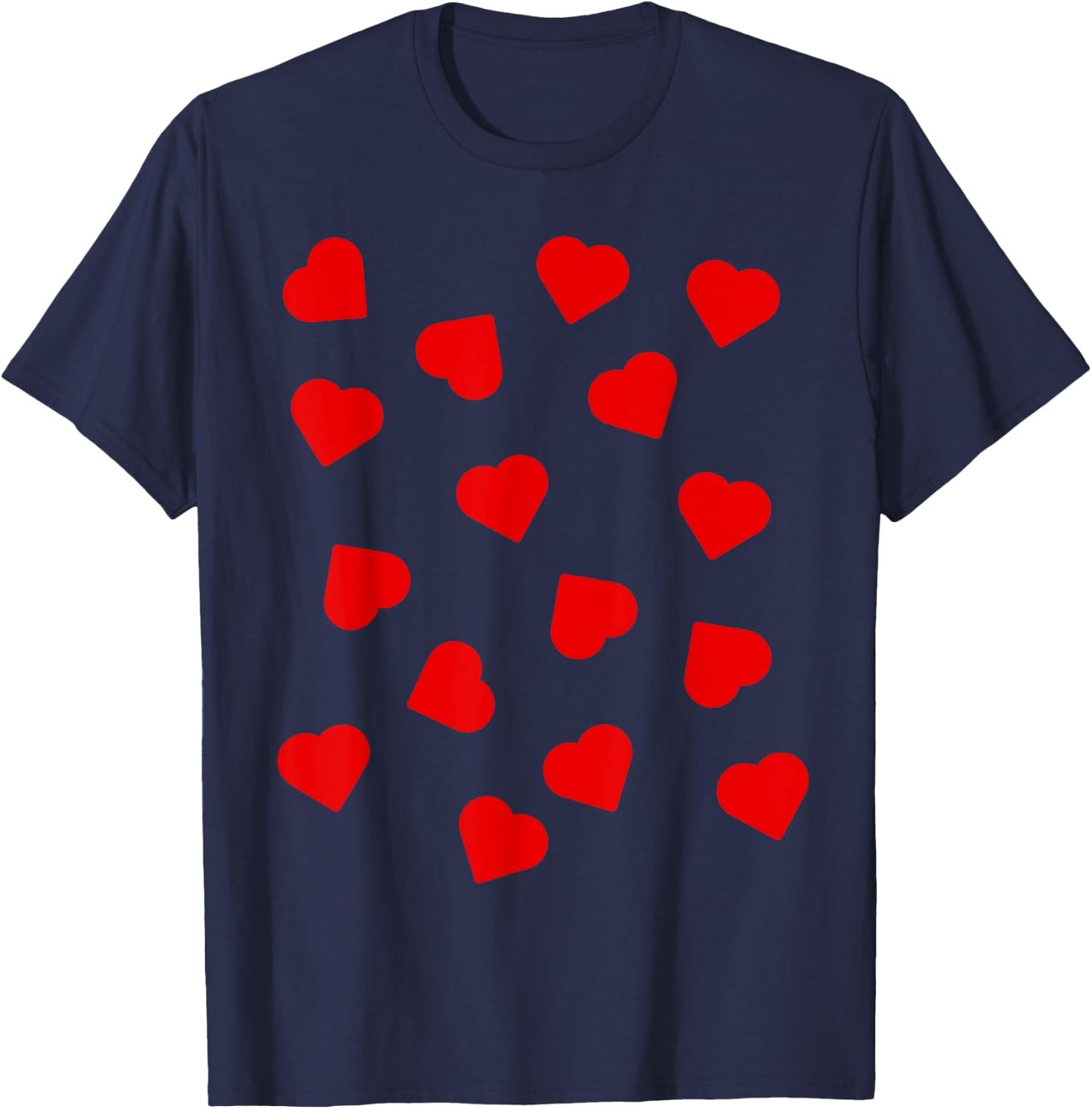 Red Love Hearts Pattern Cupid Halloween Dress Up Costume Fun , black T-Shirt - T-Shirt | Navy