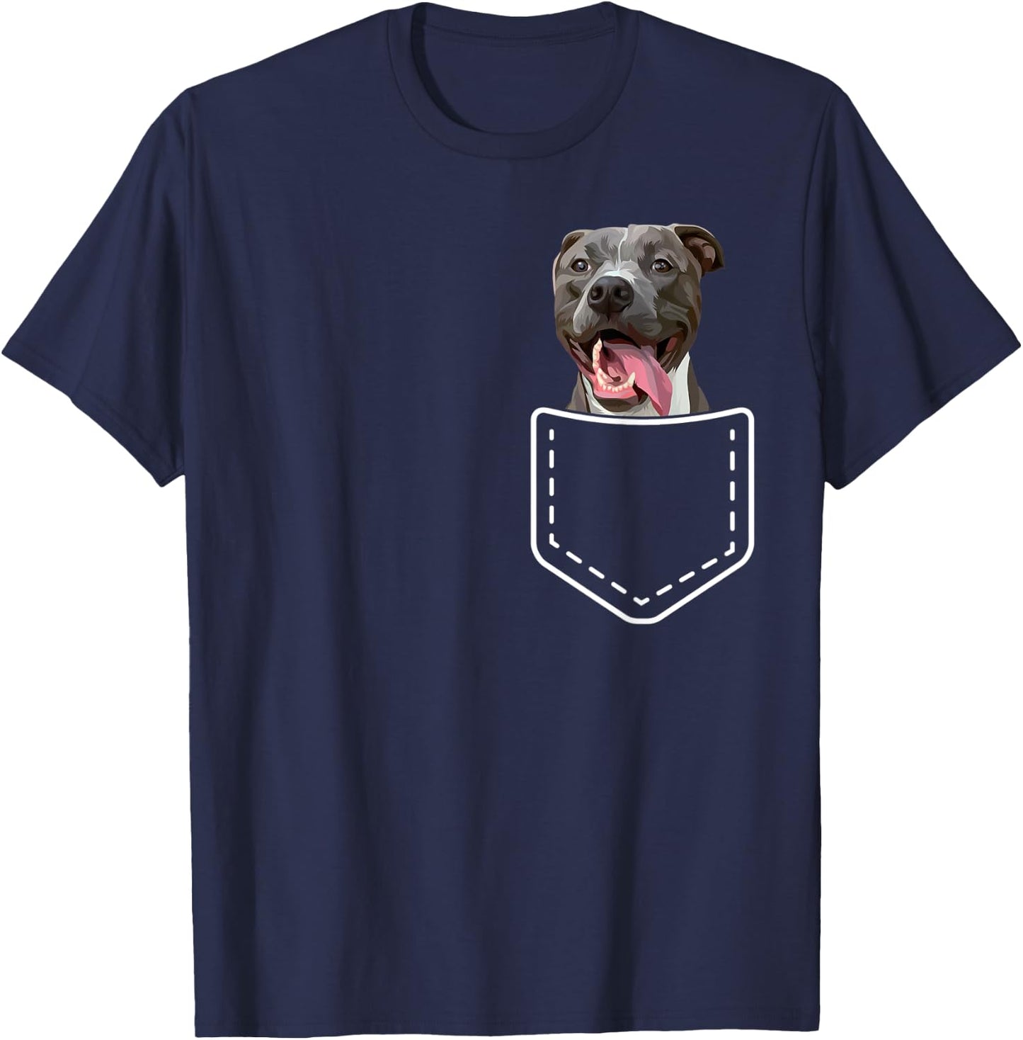 Funny Pitbull Inside Pocket Pittie Dog Lover Men Women Kids T-Shirt - T-Shirt | Navy