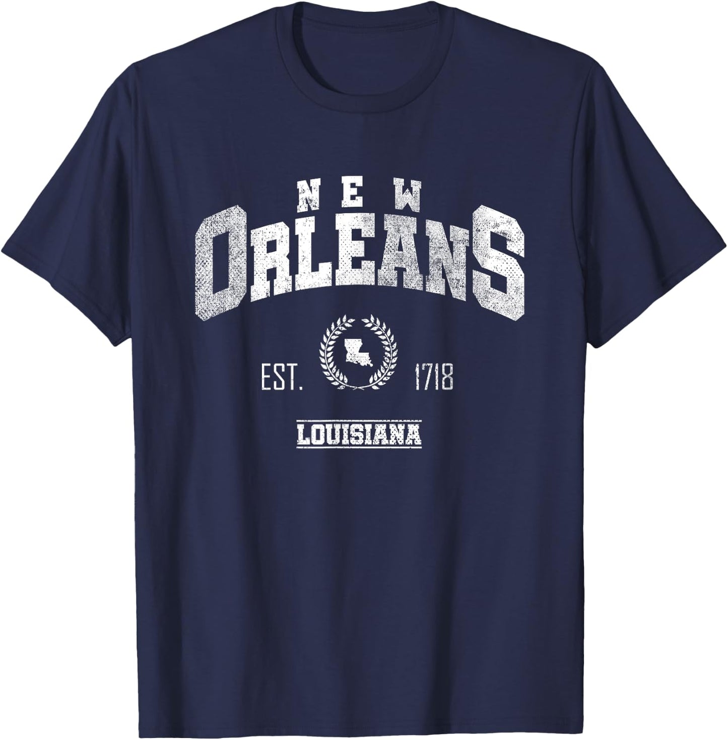 New Orleans LA | Louisiana | Vintage Throwback T-Shirt - T-Shirt | Navy