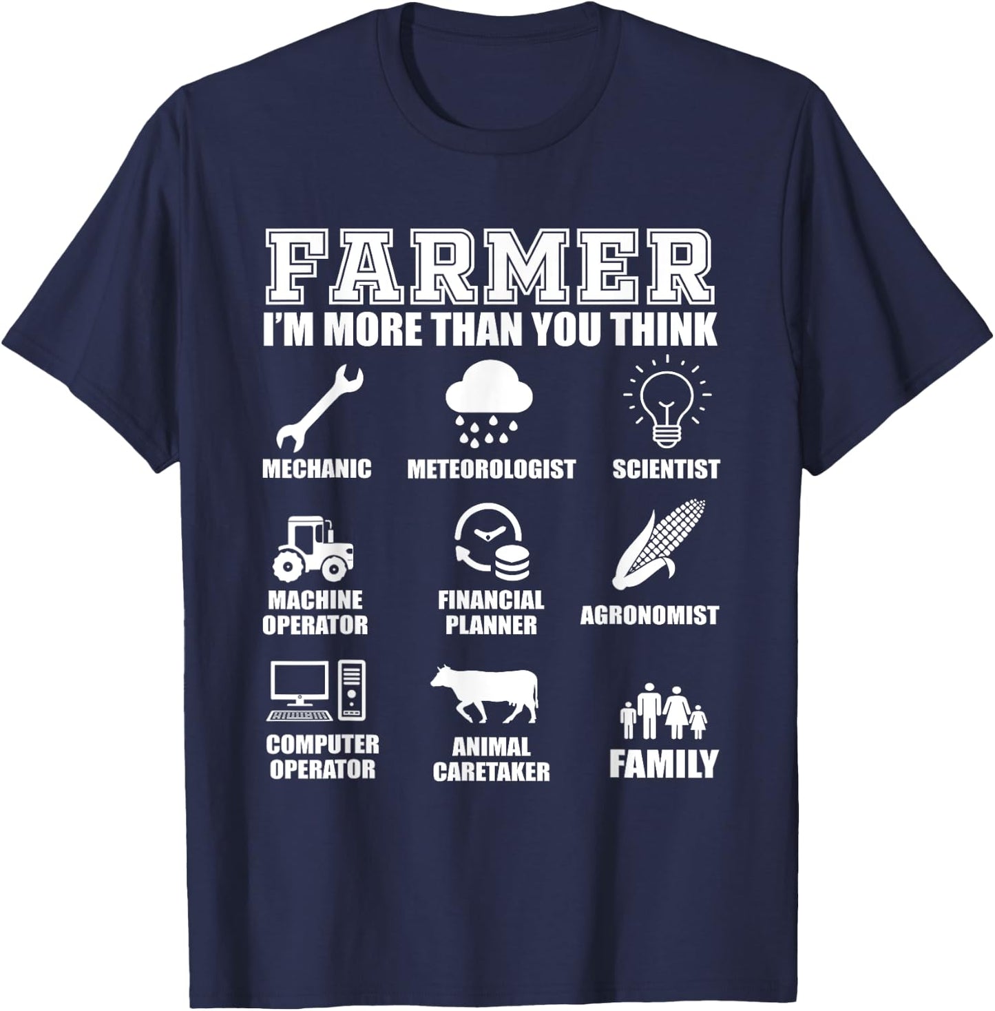 Great Farmer Gift Tractor Farm Cattle Arable Farming T-Shirt - T-Shirt | Navy