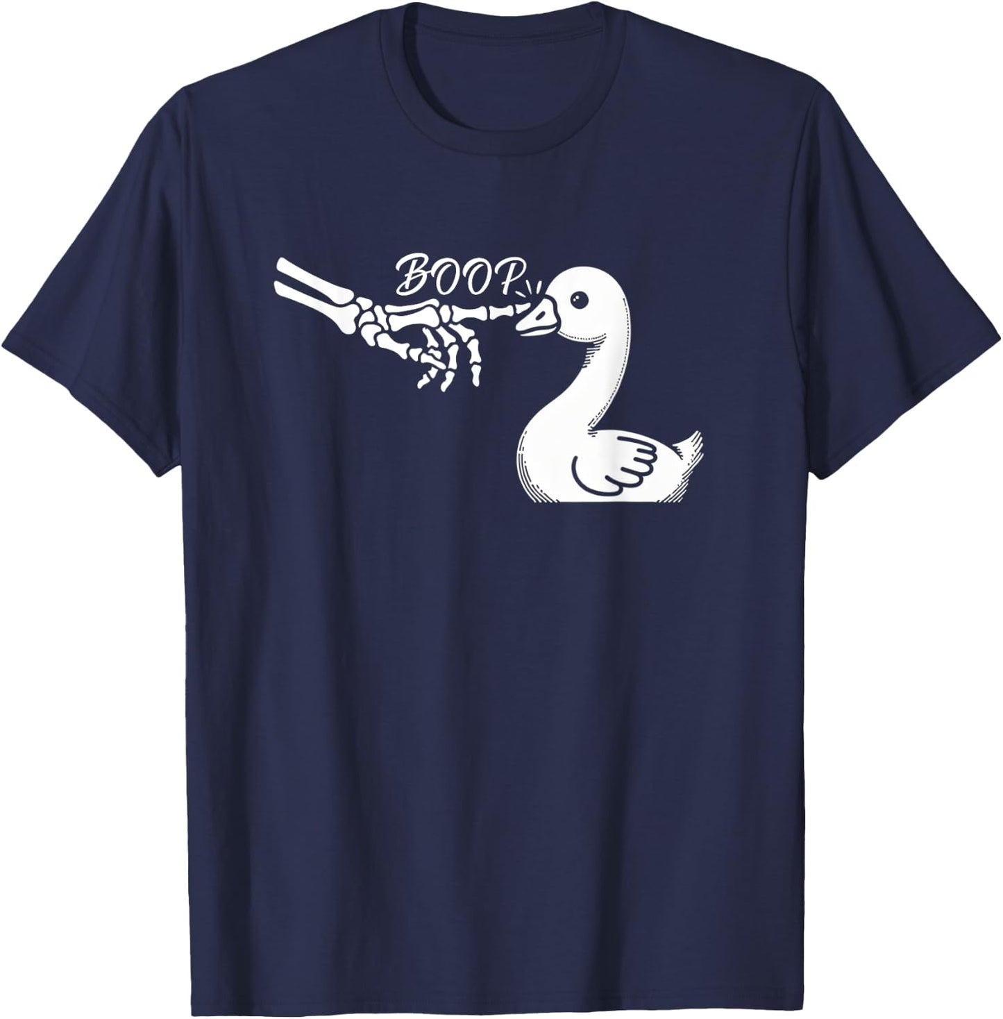 Goose Duck Skeleton Hand Boop Halloween Pet Women Girls Kids T-Shirt - T-Shirt | Navy