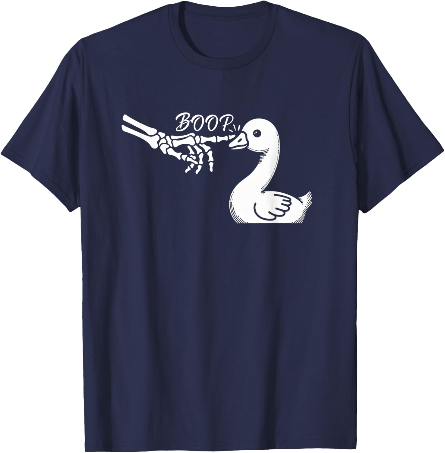 Goose Duck Skeleton Hand Boop Halloween Pet Women Girls Kids T-Shirt - T-Shirt | Navy
