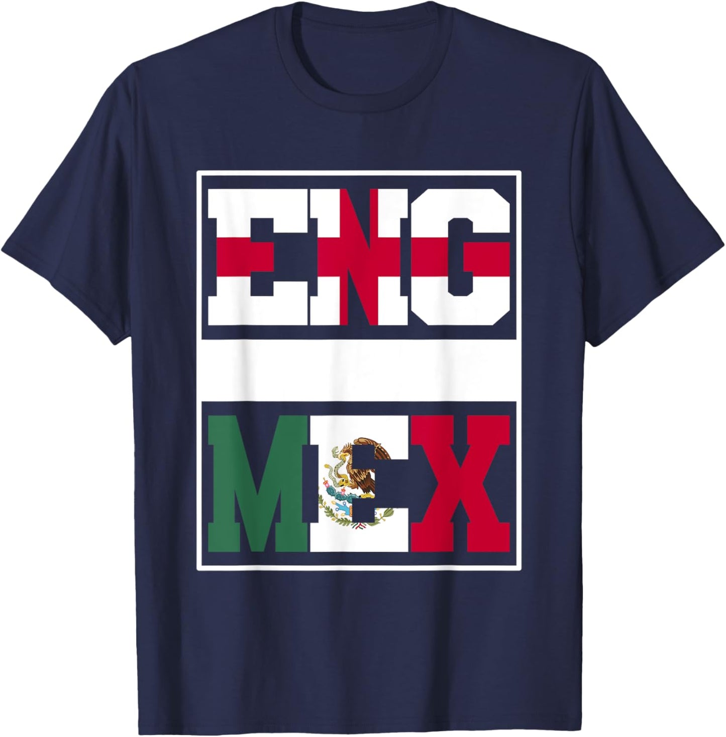 Half English half Mexican Mix Heritage England Mexico Roots T-Shirt - T-Shirt | Navy