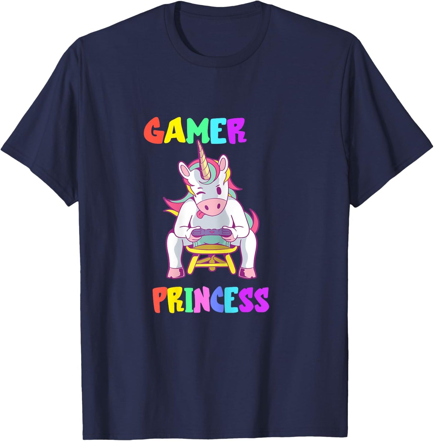 Gamer Princess Gaming Princess Gaming Unicorn Console Player T-Shirt - T-Shirt | Navy