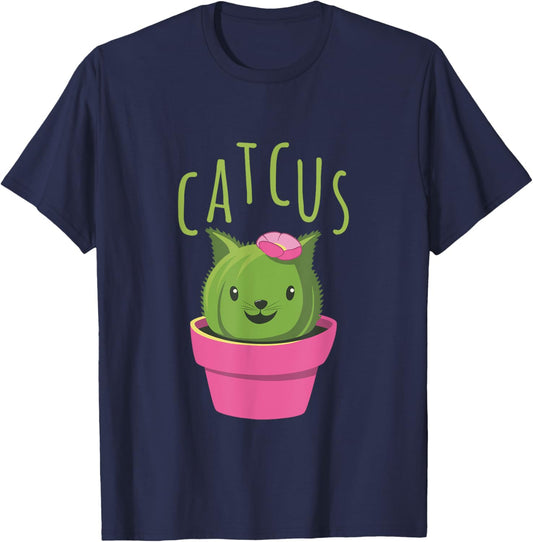 Cute Catcus Cat And Cactus Women Kids T-Shirt - T-Shirt | Navy