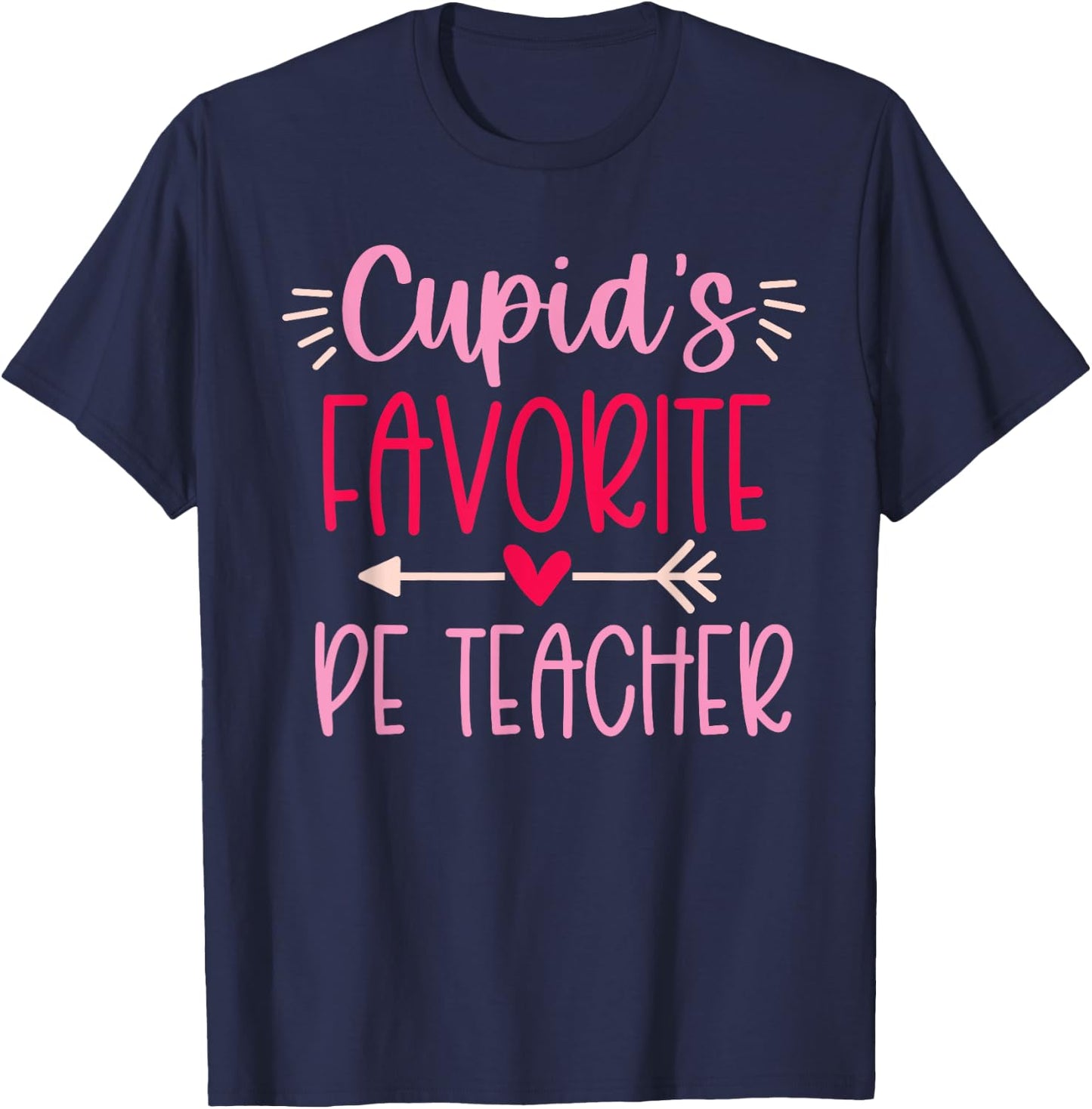 Cute Cupid's Favorite PE Teacher Valentine's Day Design T-Shirt - T-Shirt | Navy