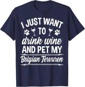 Belgian Tervuren Shirt Funny Wine Dog Owner Gift Women T-Shirt - T-Shirt | Navy