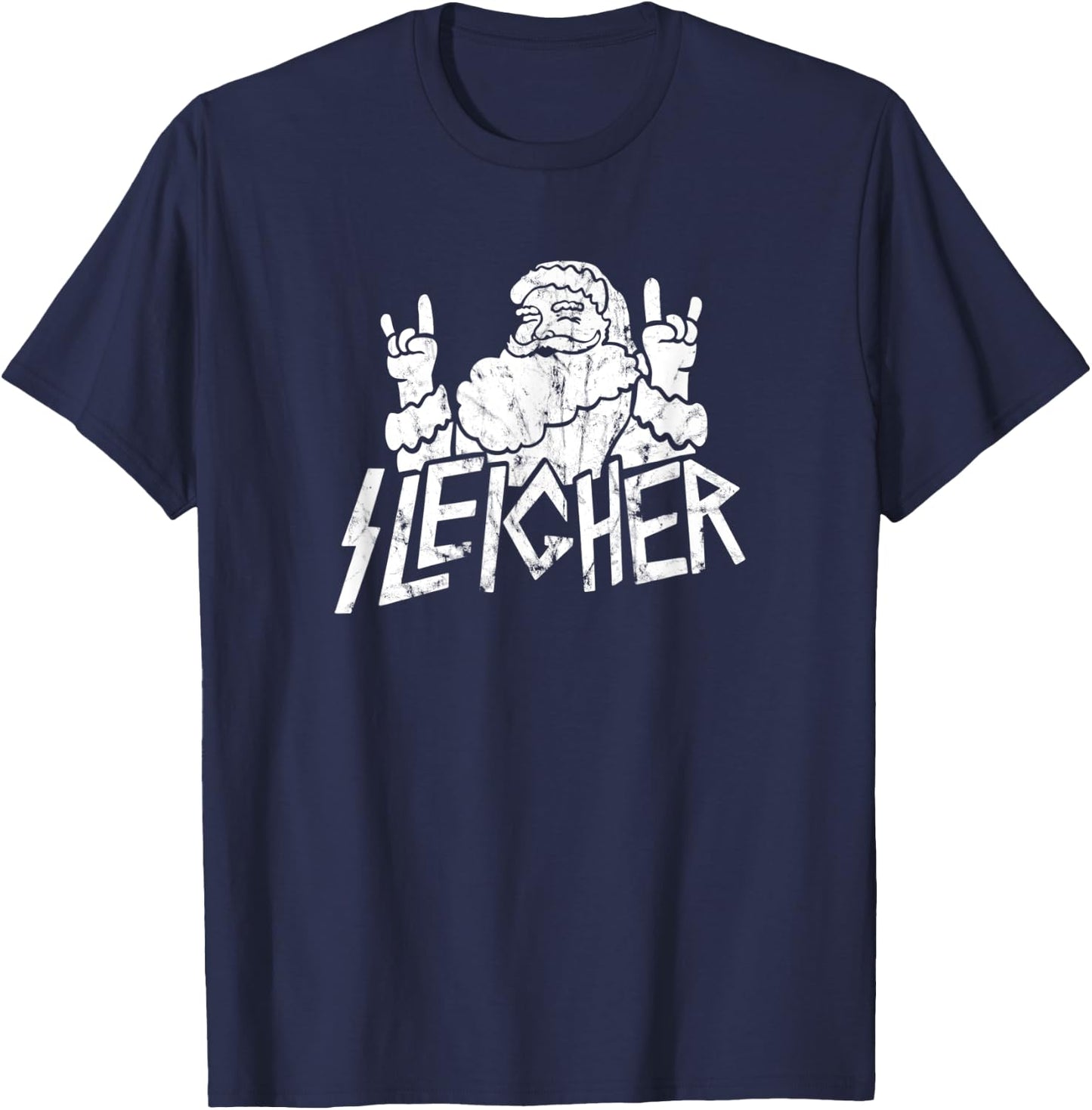 Santa Sleigher Funny Christmas for Metalheads Vintage T-Shirt - T-Shirt | Navy