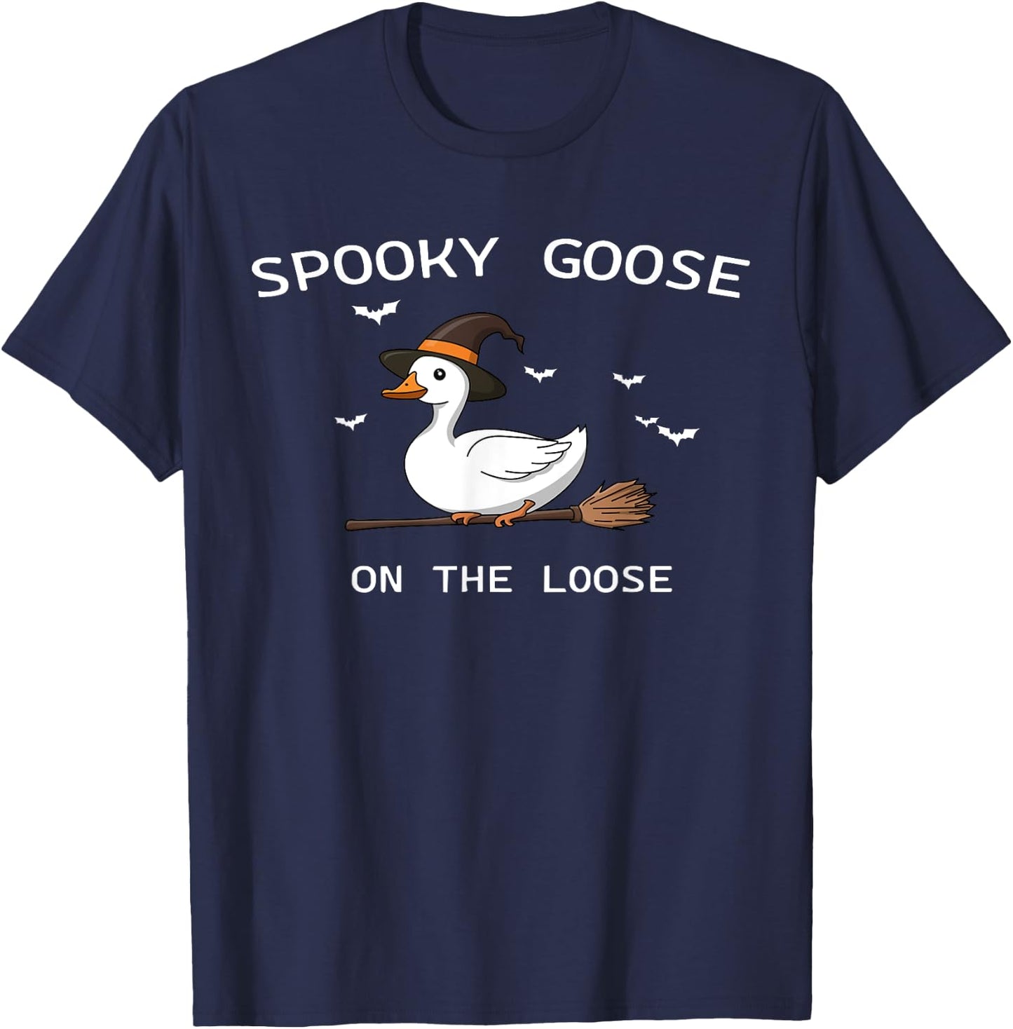 Spooky Goose on the Loose Halloween Goose Witch Goose Lover T-Shirt - T-Shirt | Navy