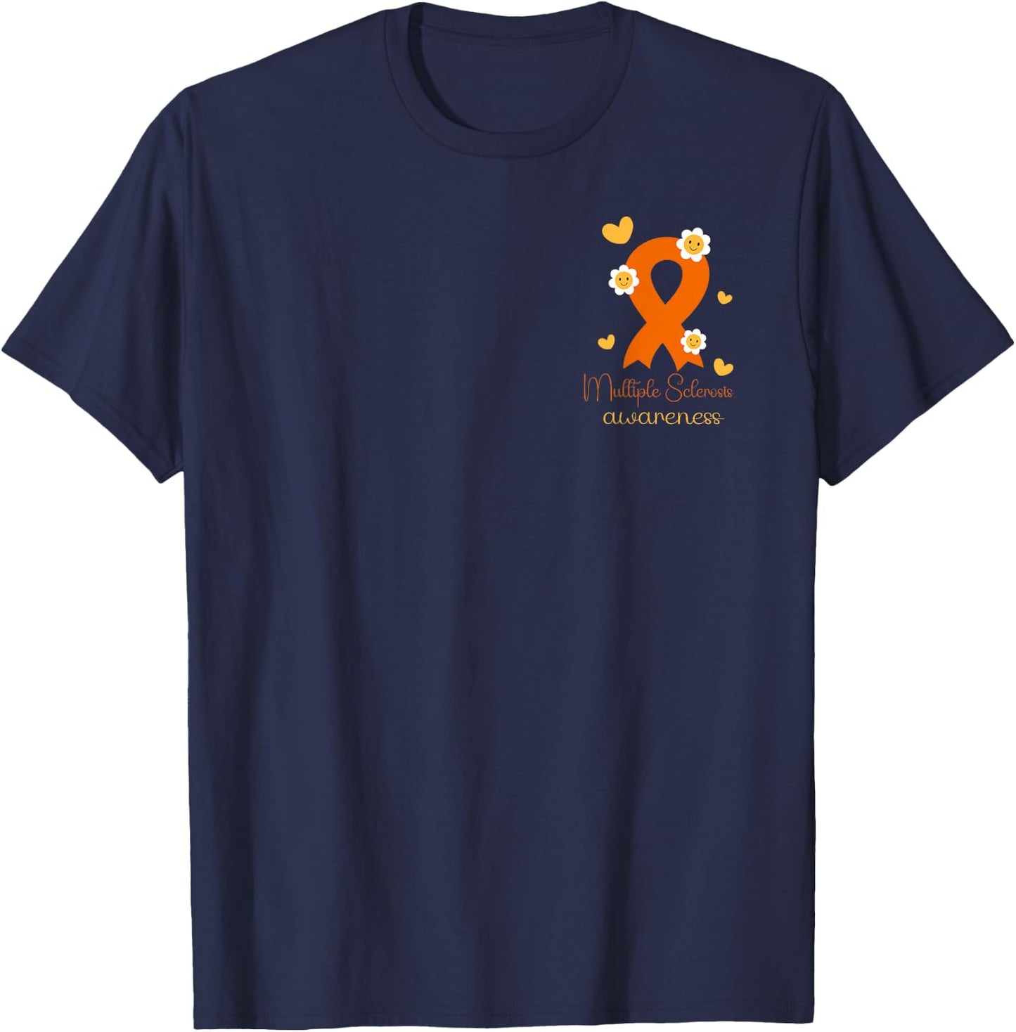 MS Day Multiple Sclerosis Back Front Nobody Fights Alone T-Shirt - T-Shirt | Navy