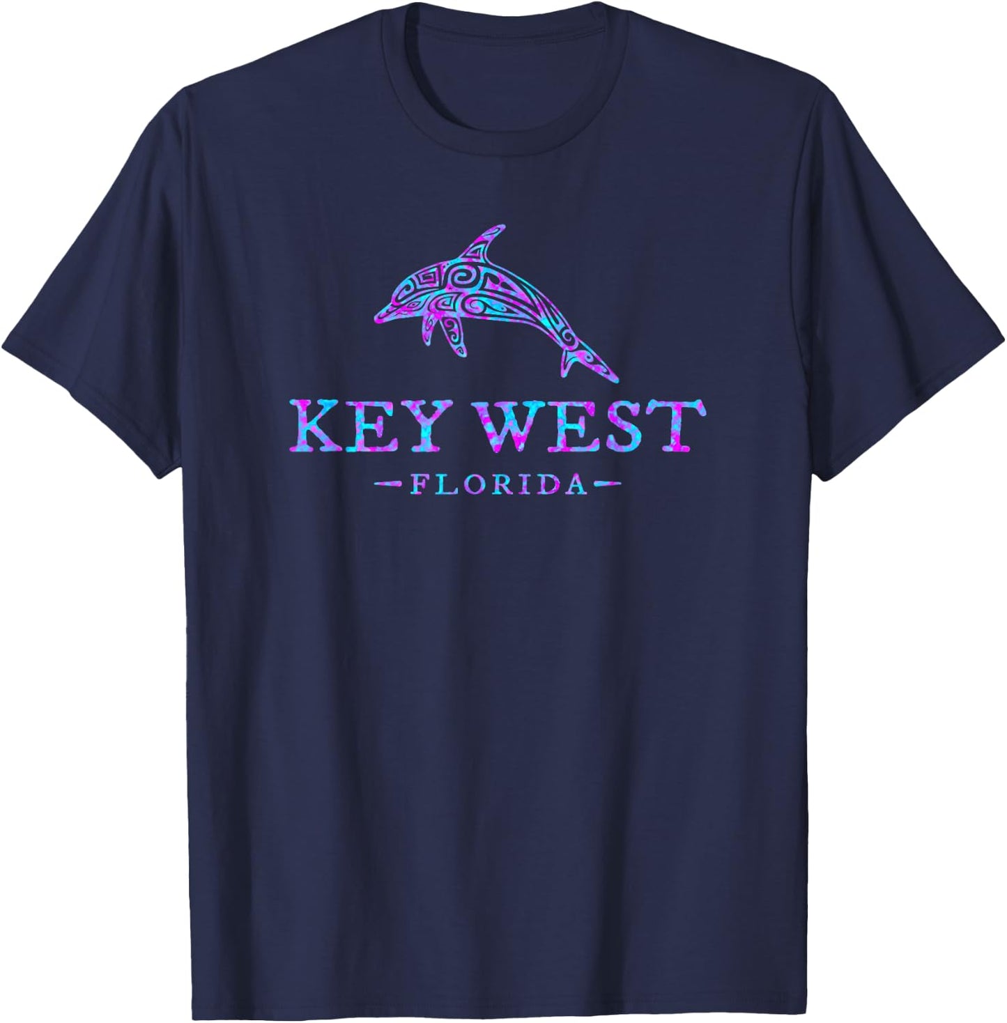 Key West Florida Colorful Dolphin Girls Boys T-Shirt - T-Shirt | Navy