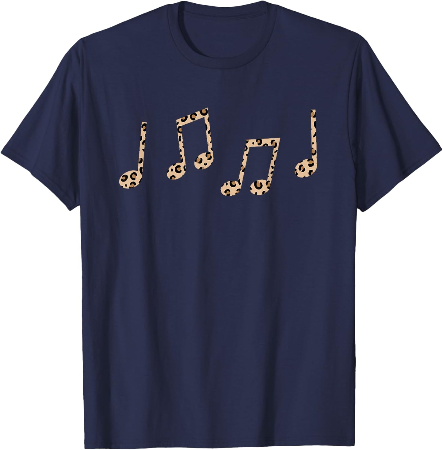 Music Leopard Print Music Note Musician Girls Music Teacher T-Shirt - T-Shirt | Navy