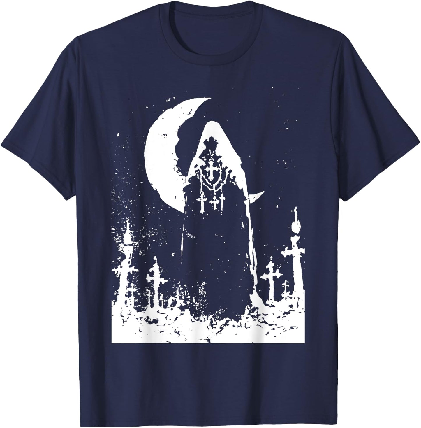 Skull Doom Metal Black Metal | Gothic Grunge Occult Satanic T-Shirt - T-Shirt | Navy