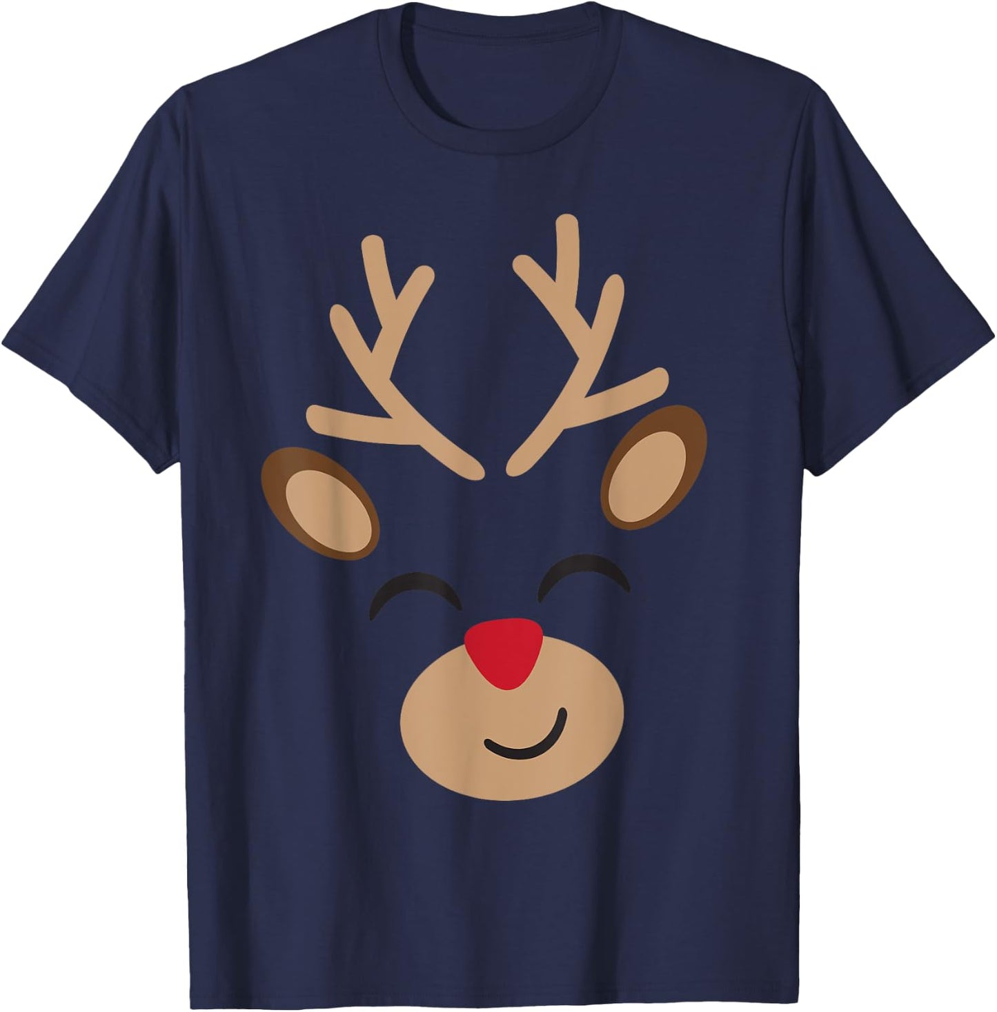 Adorable Reindeer Holiday Graphic - Festive Christmas Design T-Shirt - T-Shirt | Navy