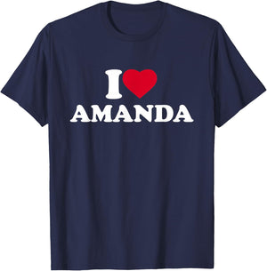 I Love Amanda Heart Funny First Name T-Shirt - T-Shirt | Navy
