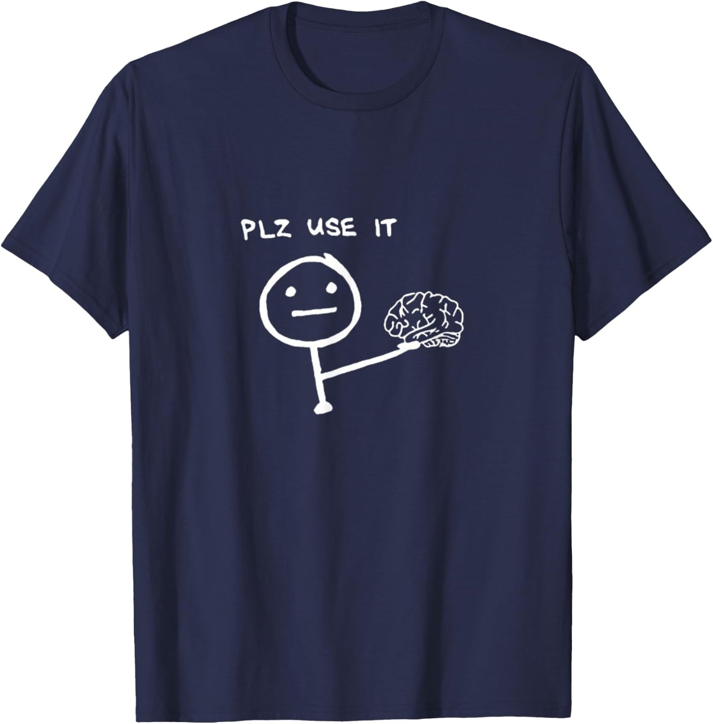 Klamottn Erwachsene Schwarz Cartoon Minimalist PLZ USE IT S T-Shirt - T-Shirt | Navy
