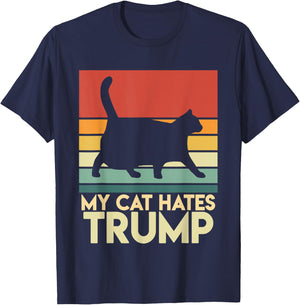 My Cat Hates Trump Funny Chonk Cat Trump Mug Shot Men Women T-Shirt - T-Shirt | Navy