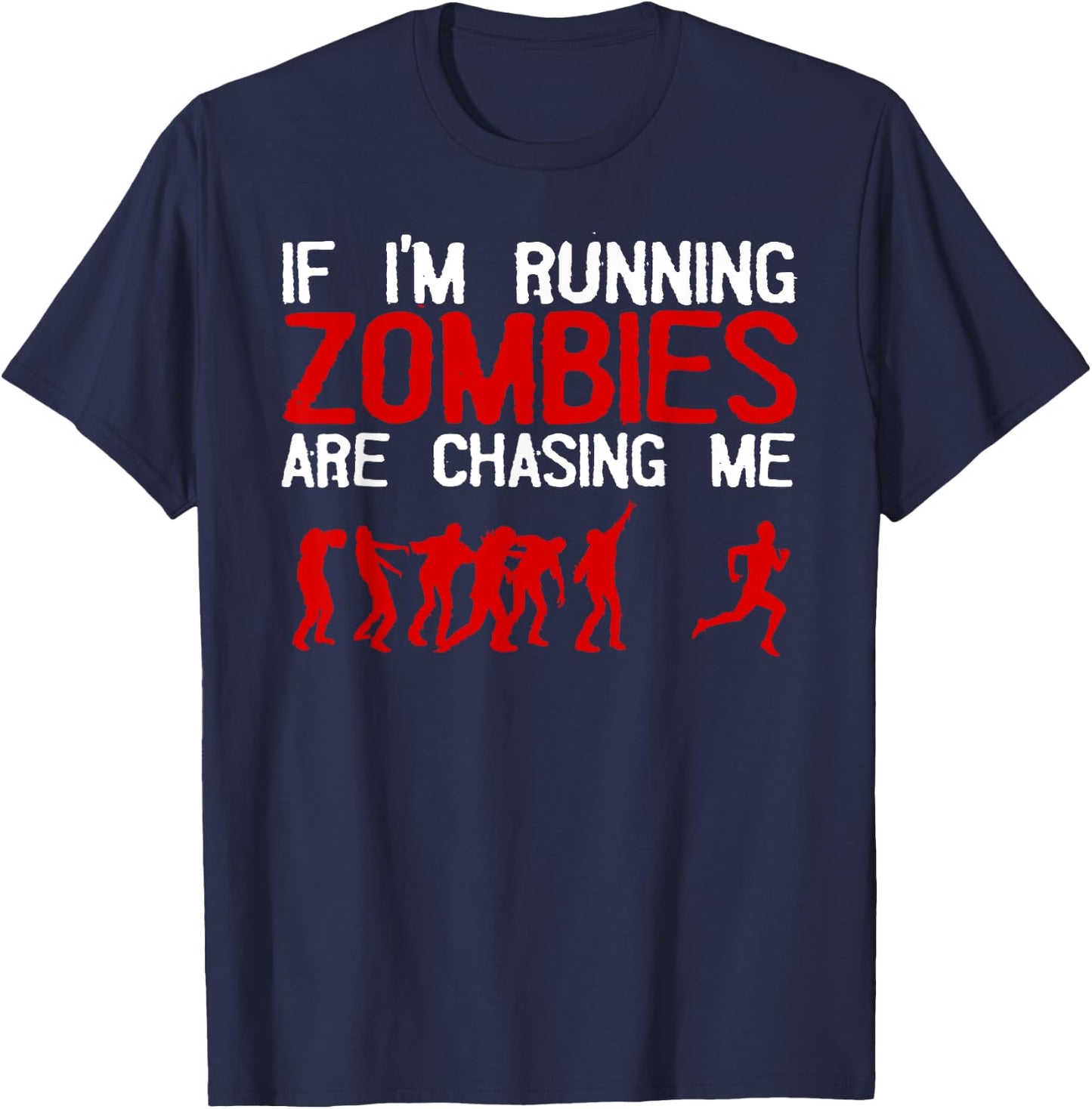 Zombie Running Design Women Halloween Funny Running T-Shirt - T-Shirt | Navy