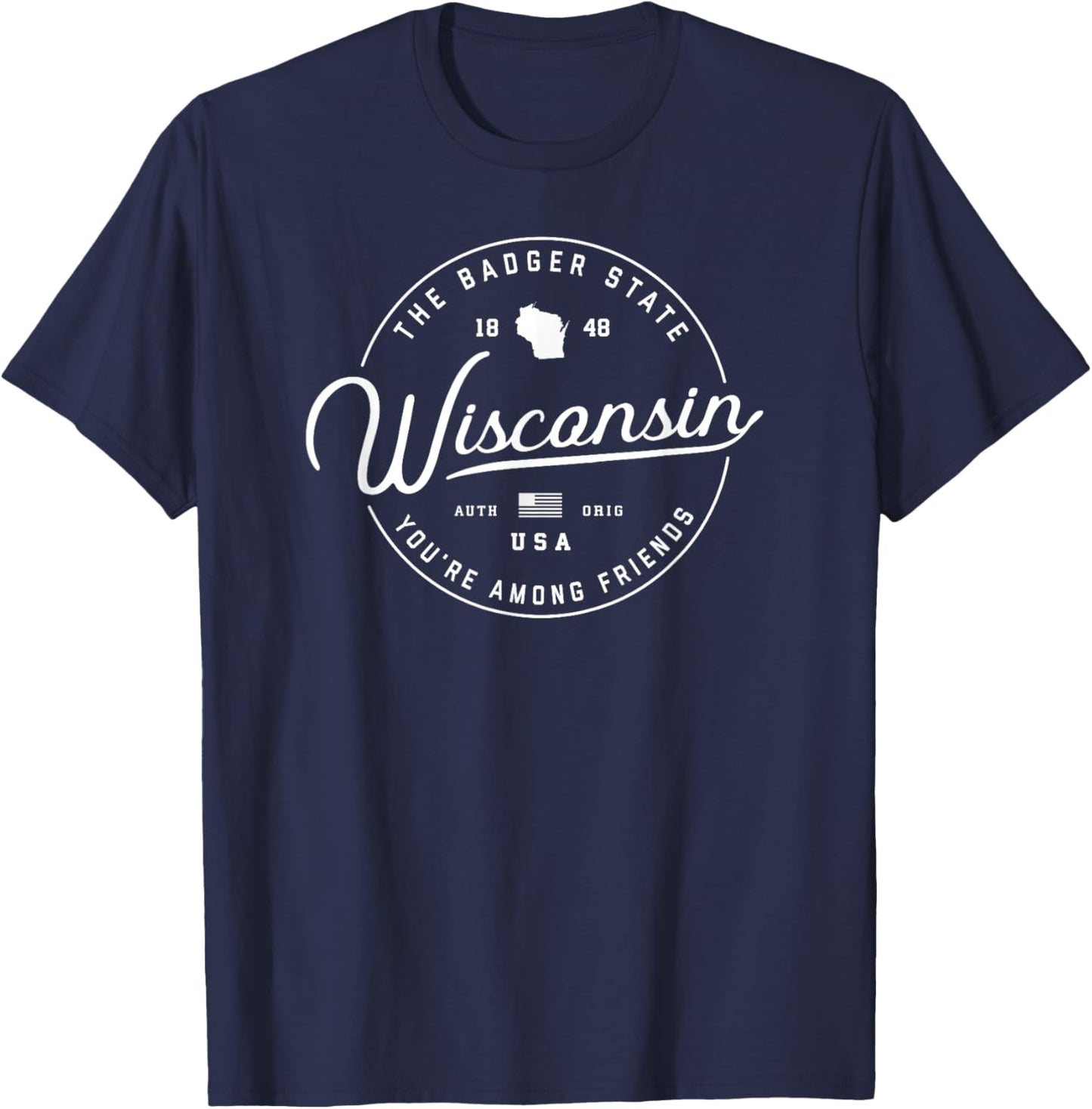 Wisconsin , US State Travel Vacation Shirts WI USA Te T-Shirt - T-Shirt | Navy
