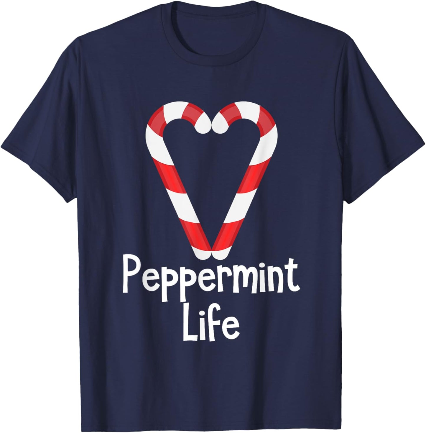 Peppermint Life Candy Cane Christmas T-Shirt - T-Shirt | Navy