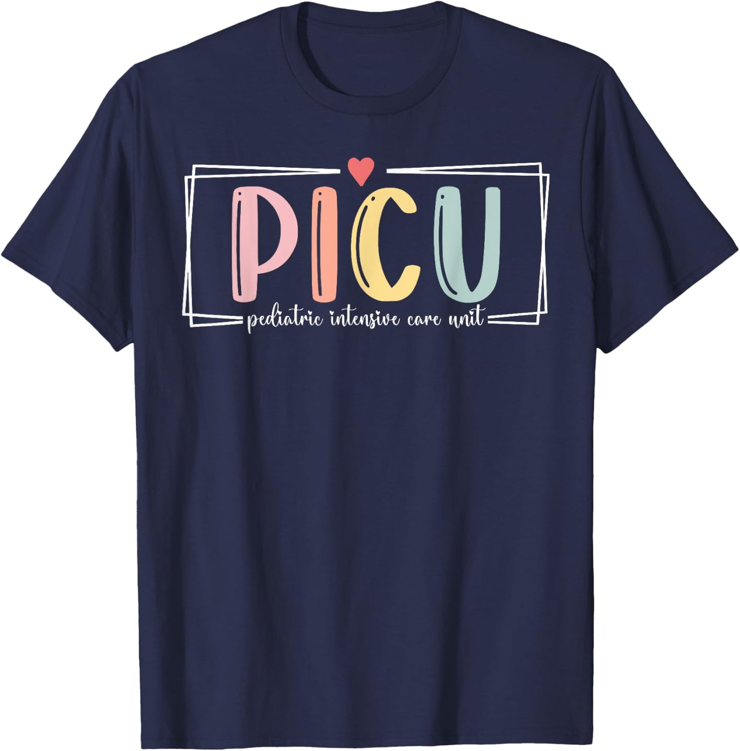 Retro PICU Pediatric Intensive Care Unit RN Nursing Grad T-Shirt - T-Shirt | Navy