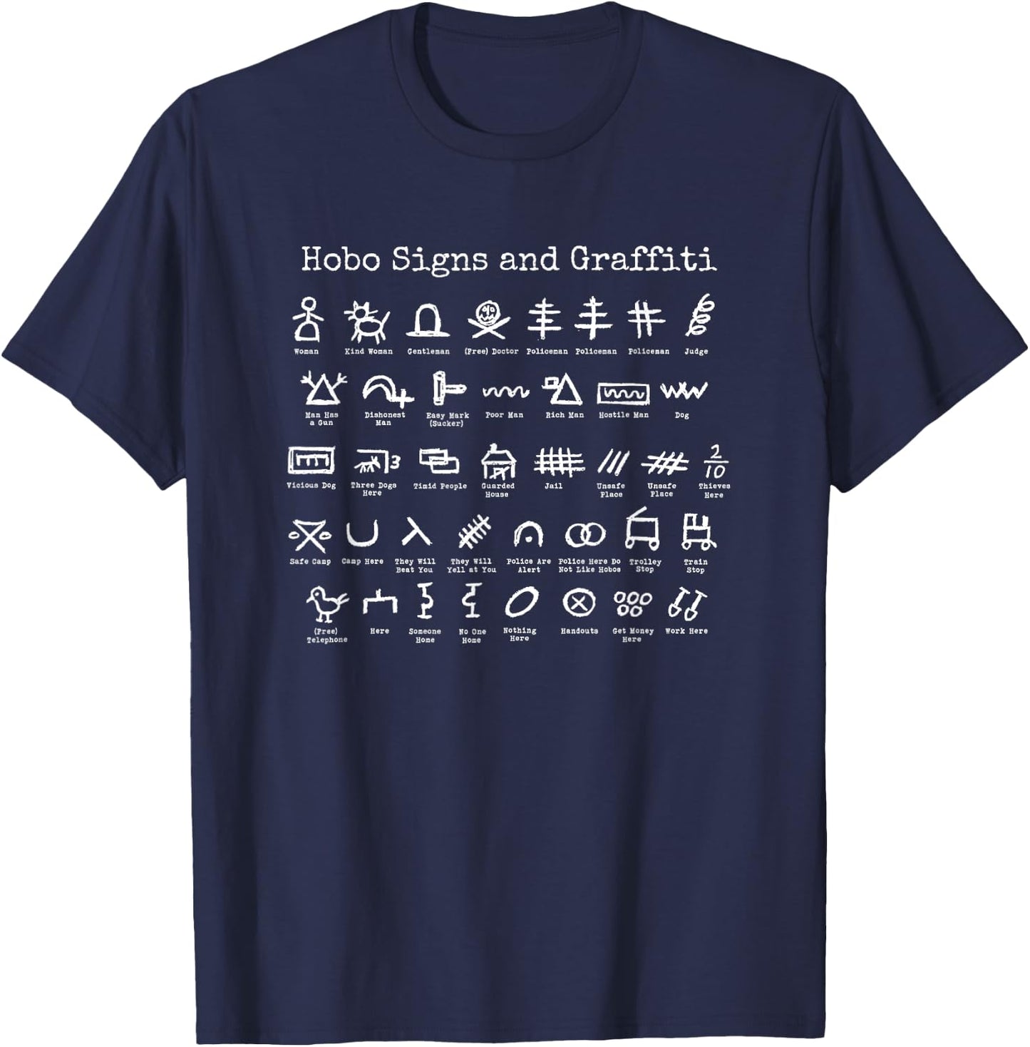 Hobo Signs and Graffiti T-Shirt - T-Shirt | Navy