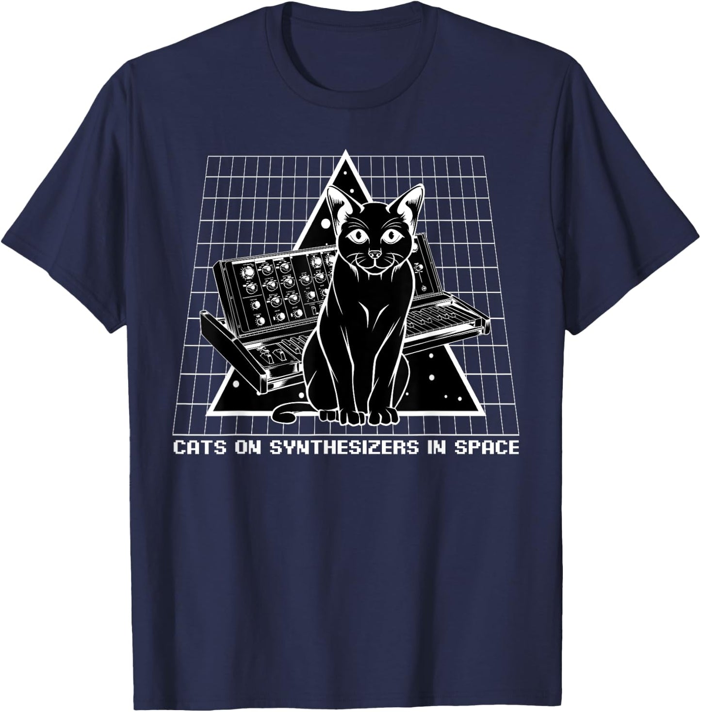 Cats On Synthesizers In Space Cat Owner Musician Gift Women T-Shirt - T-Shirt | Navy