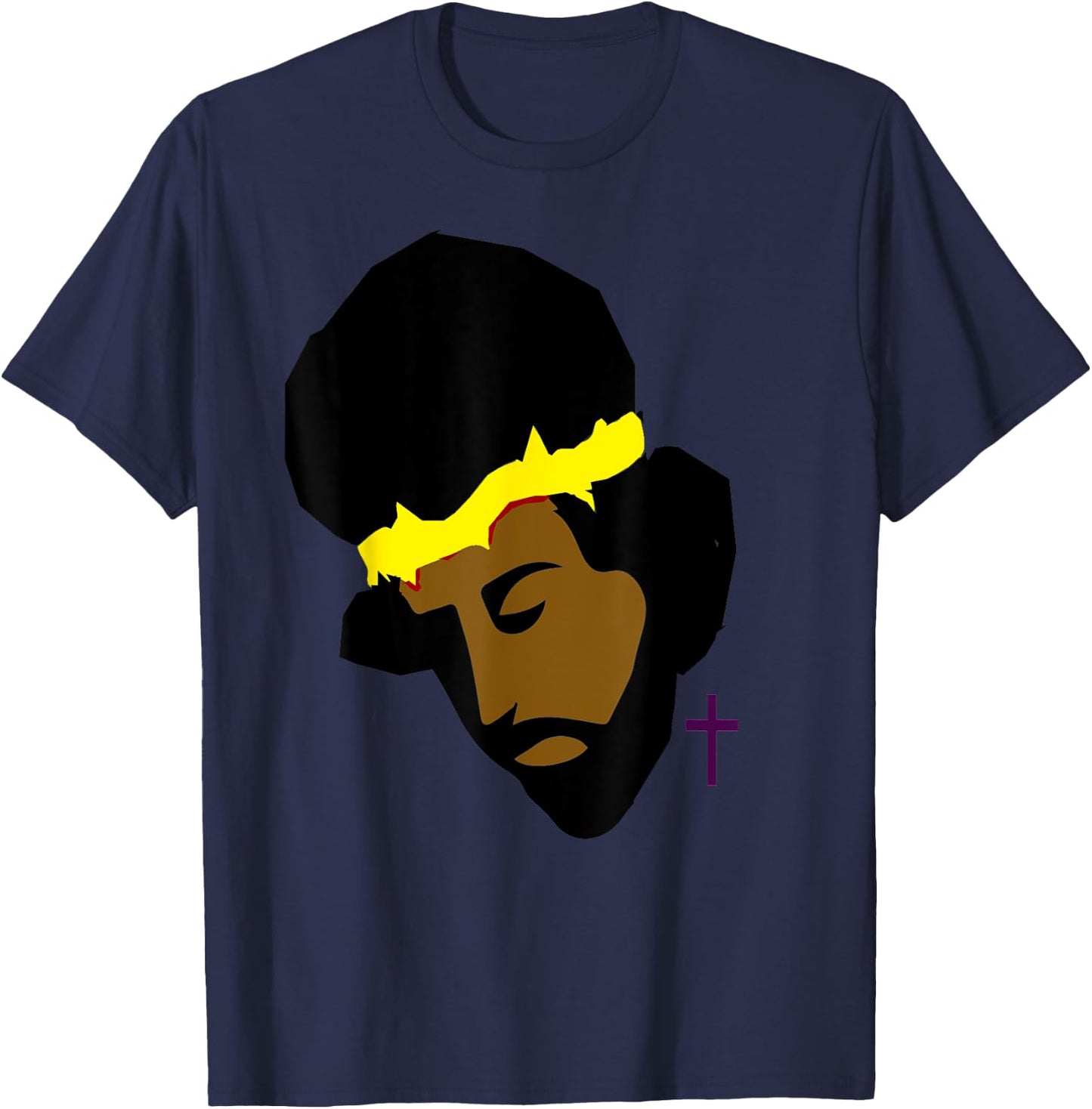 AFRICAN AMERICAN JESUS SHIRT | Black Jesus Art T-Shirt - T-Shirt | Navy