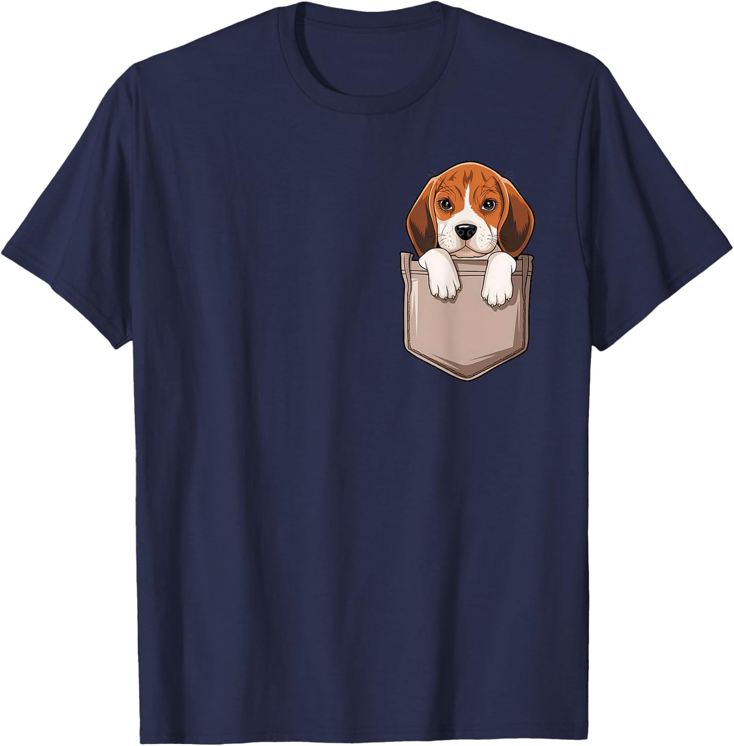 Beagle Dog In The Pocket Cute Pocket Beagle Face Pet Lover Women Kids T-Shirt - T-Shirt | Navy