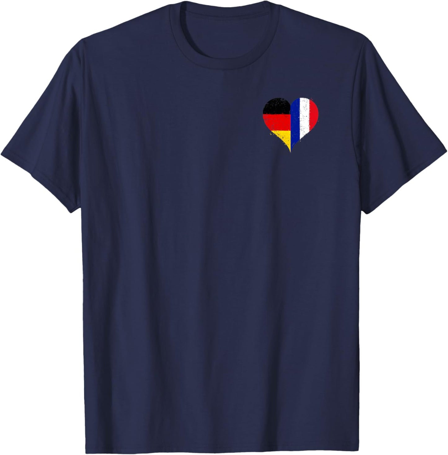 Petit Drapeau France Allemagne Fier Fan Français Allemand Haut de Gamme T-Shirt - T-Shirt | Navy