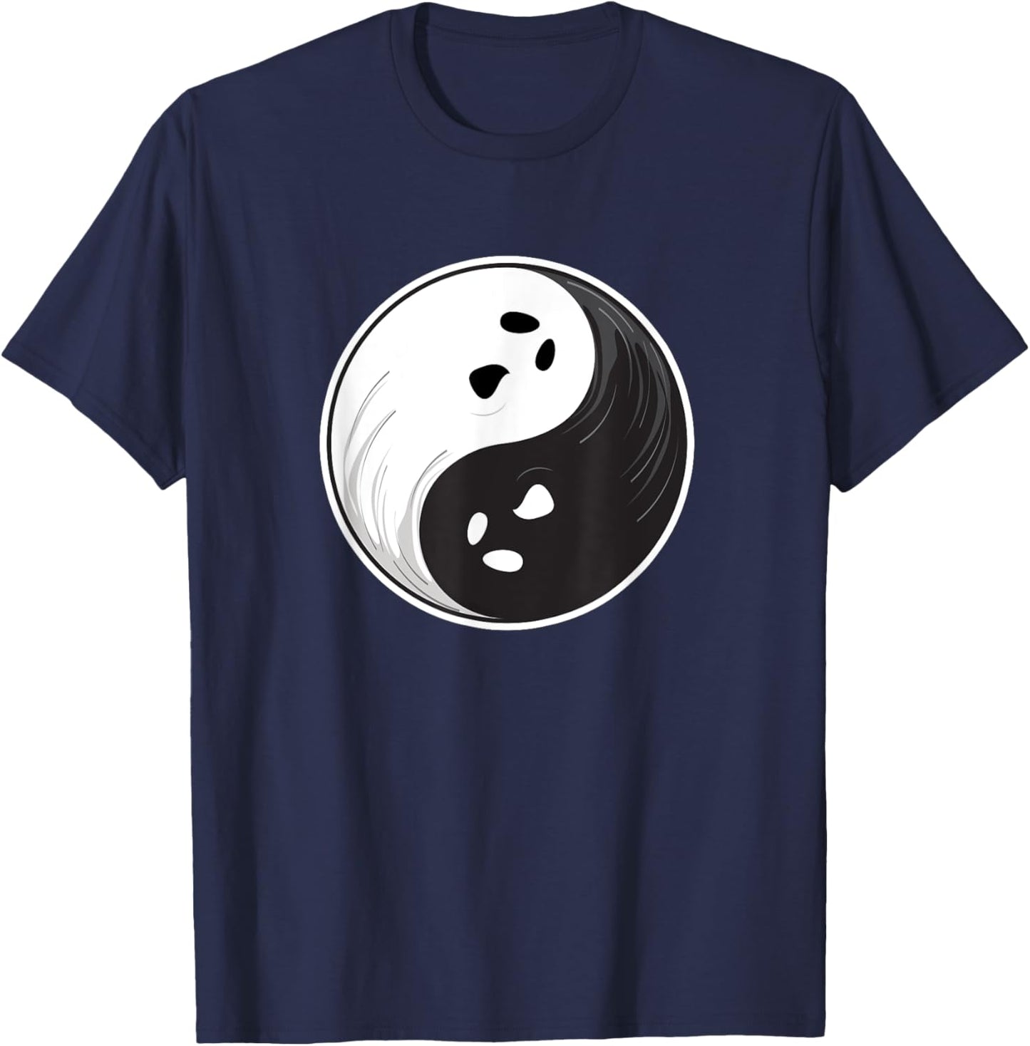 Halloween Ghosts Yin Yang T-Shirt - T-Shirt | Navy