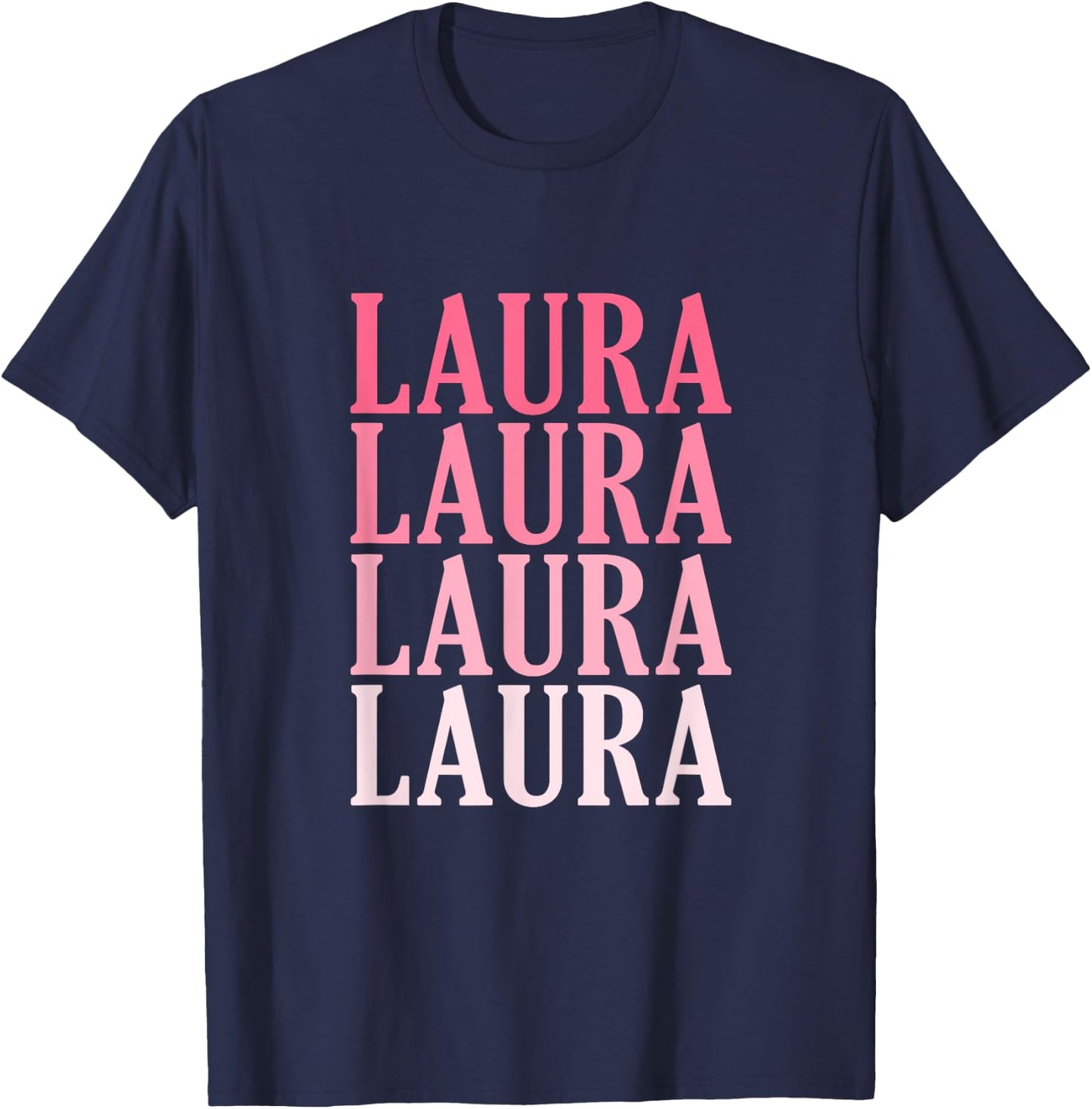 Retro Custom First Name Laura T-Shirt - T-Shirt | Navy