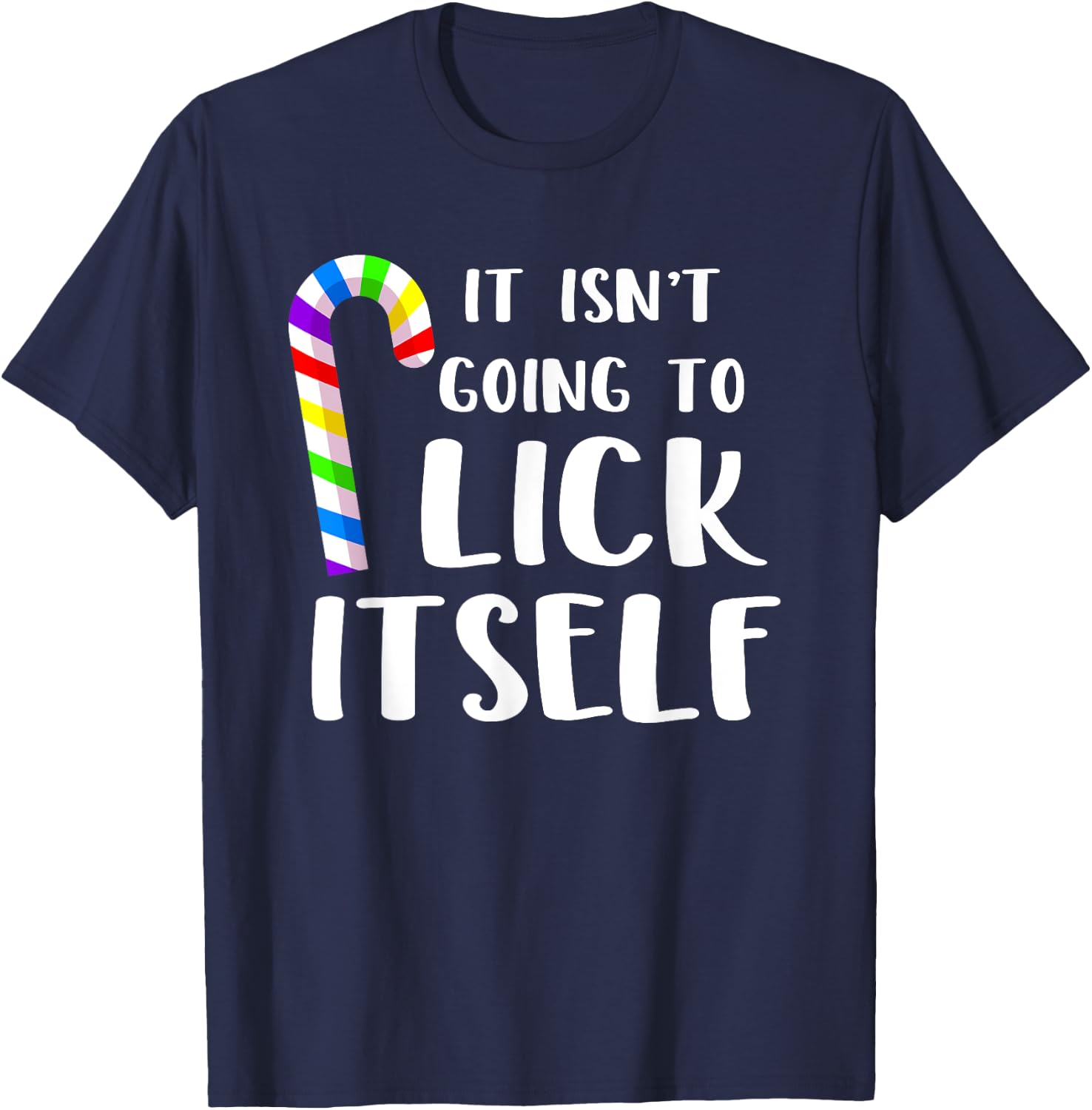 Funny Gay Pride Candy Cane Christmas Pajama T-Shirt - T-Shirt | Navy