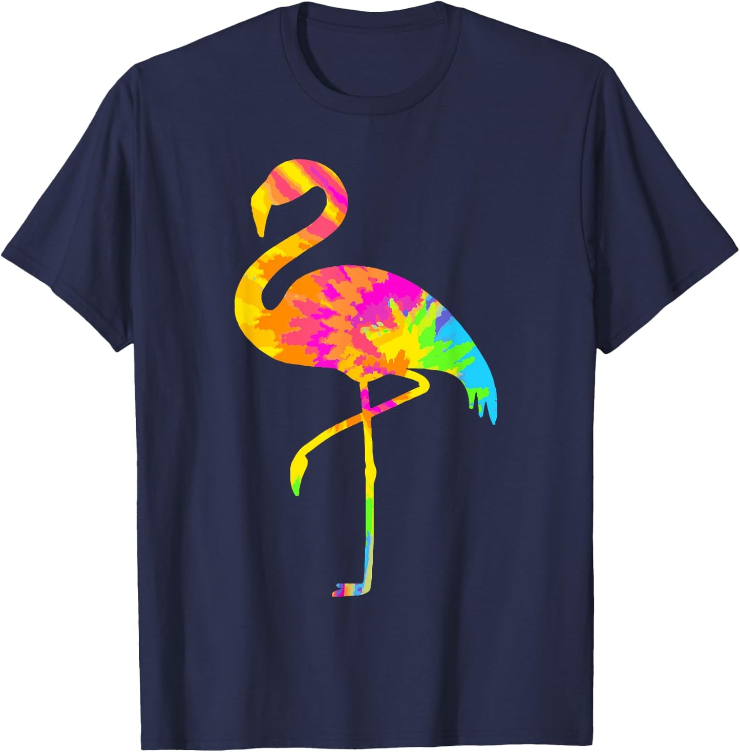 Flamingo Tie Dye Vintage Hippie Flamingo Lover T-Shirt - T-Shirt | Navy