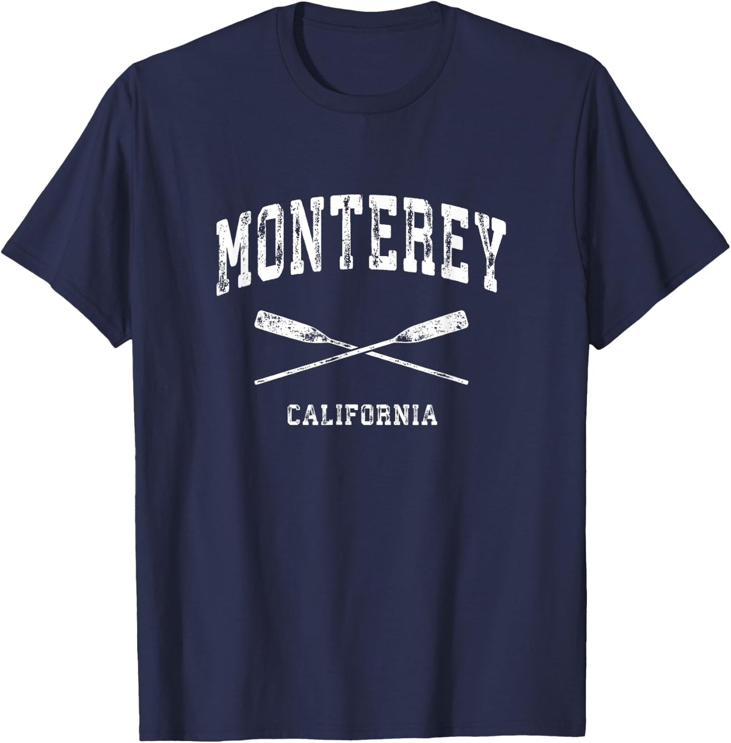 Monterey California Vintage Nautical Crossed Oars T-Shirt - T-Shirt | Navy