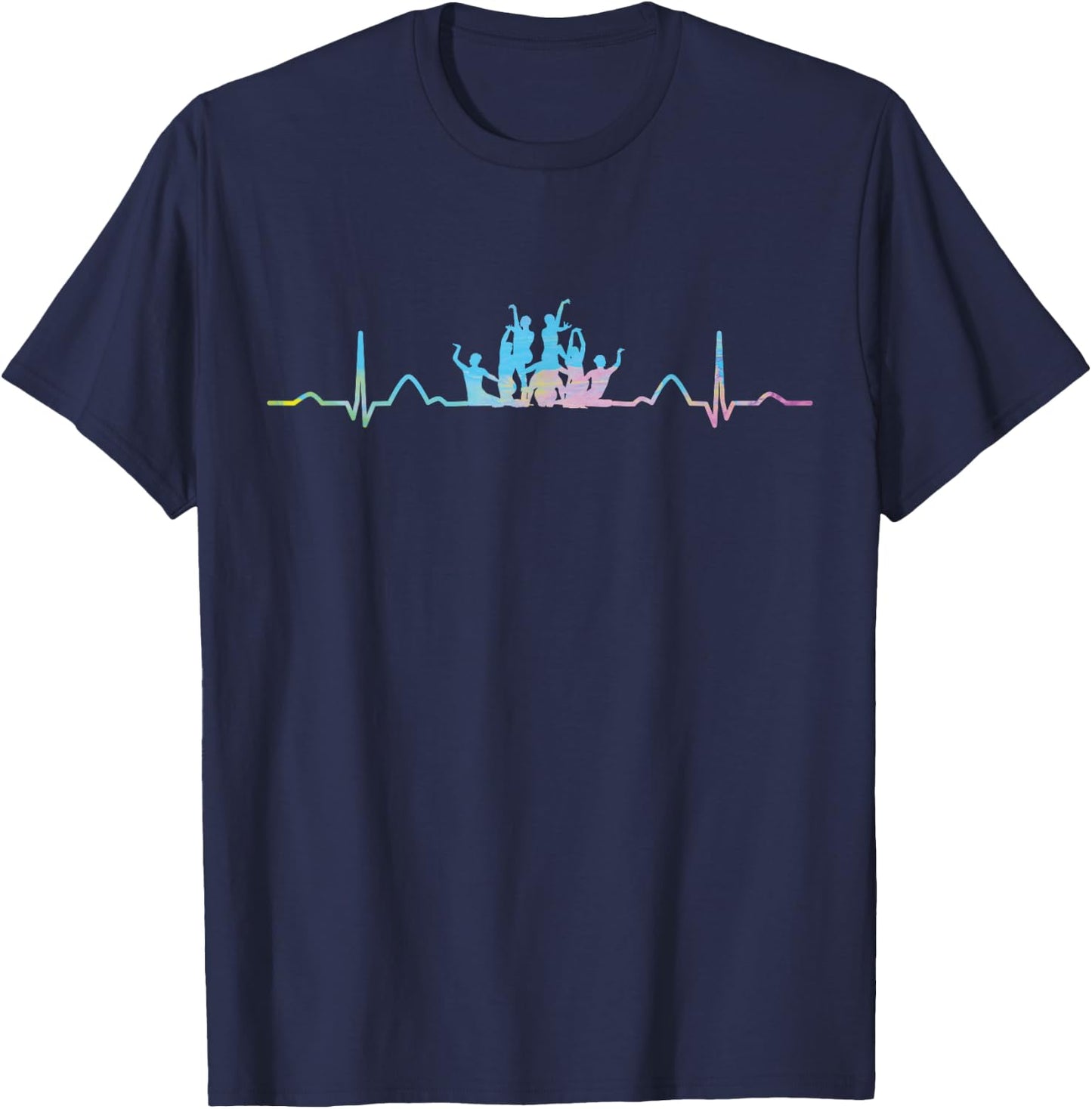 Heartbeat EKG Team Artistic Swim , Black, S T-Shirt - T-Shirt | Navy