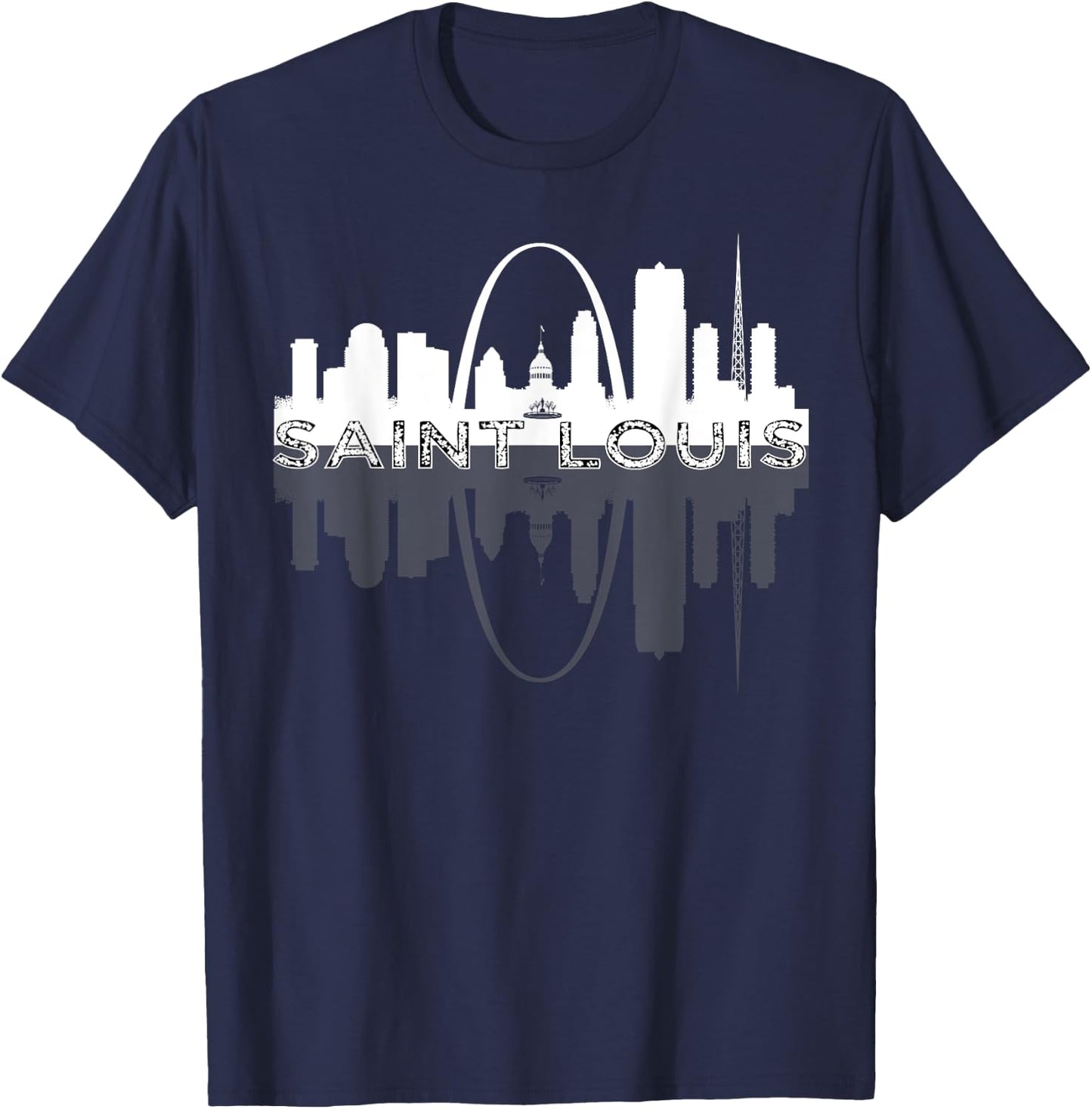City of St Louis Missouri Skyline Art Gateway Arch Graphic T-Shirt - T-Shirt | Navy
