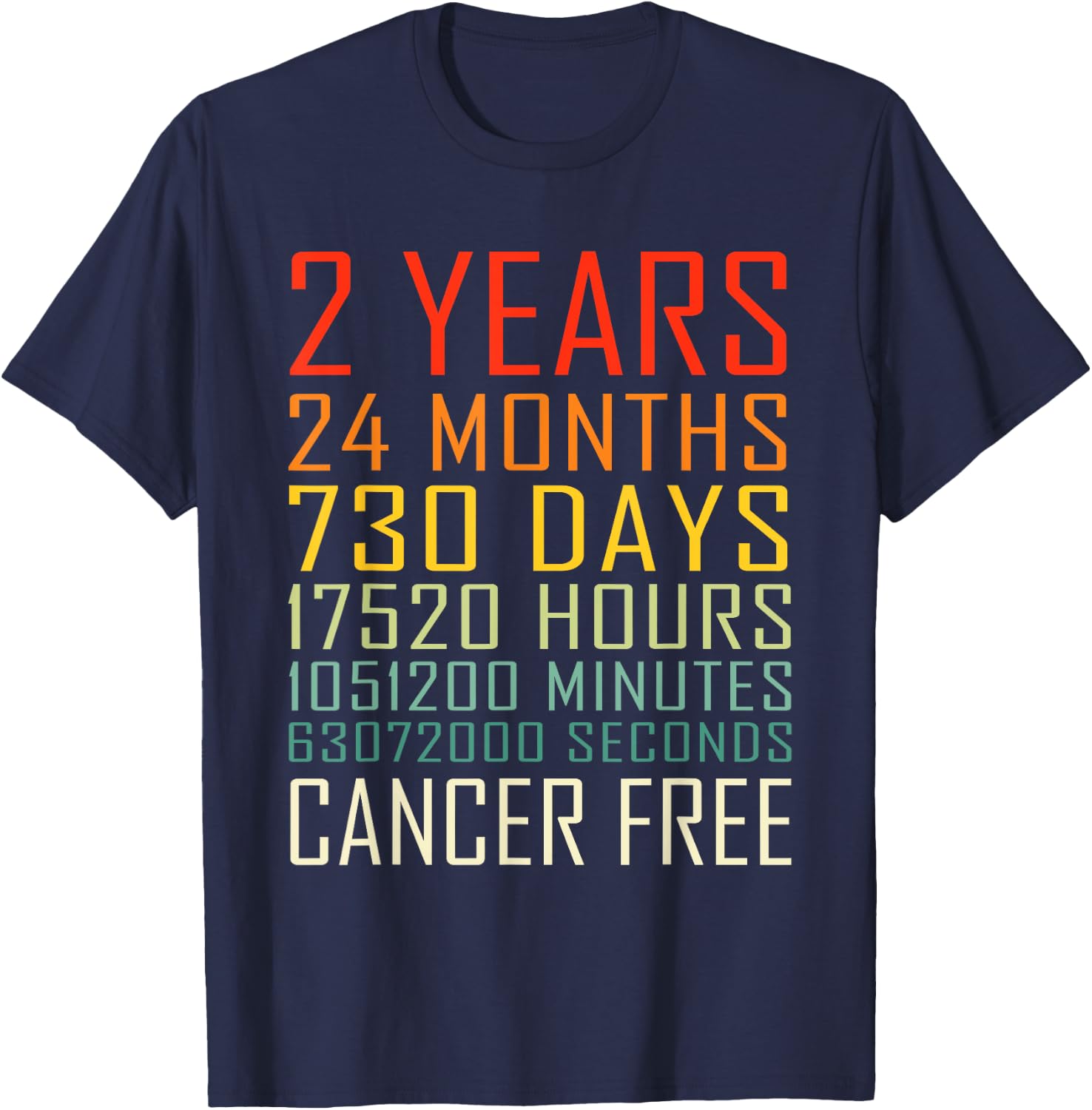 Vintage Cancer Awareness Vintage 2 Years Cancer Free T-Shirt - T-Shirt | Navy